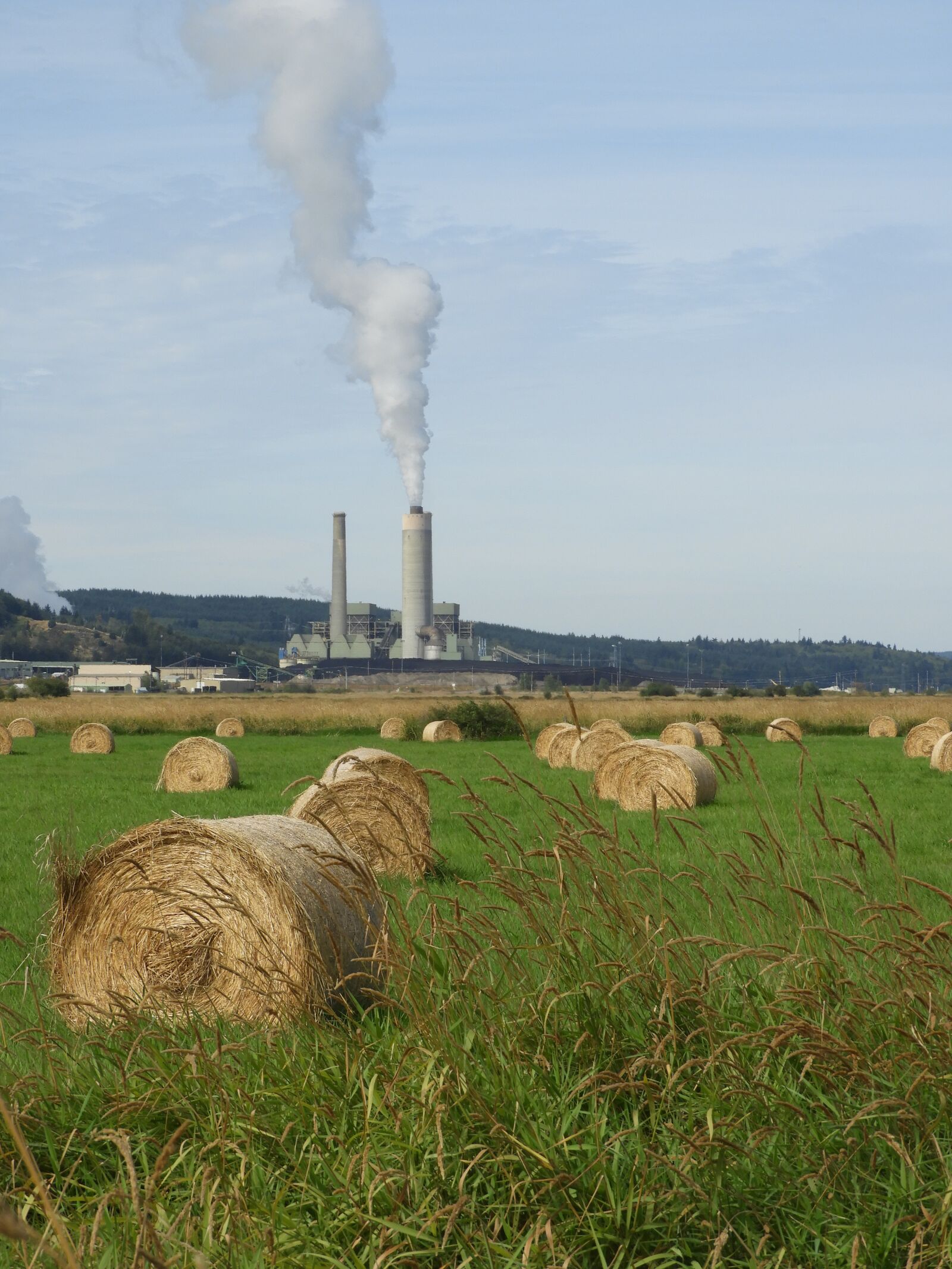 Nikon Coolpix B700 sample photo. Steam plant, hay, field photography