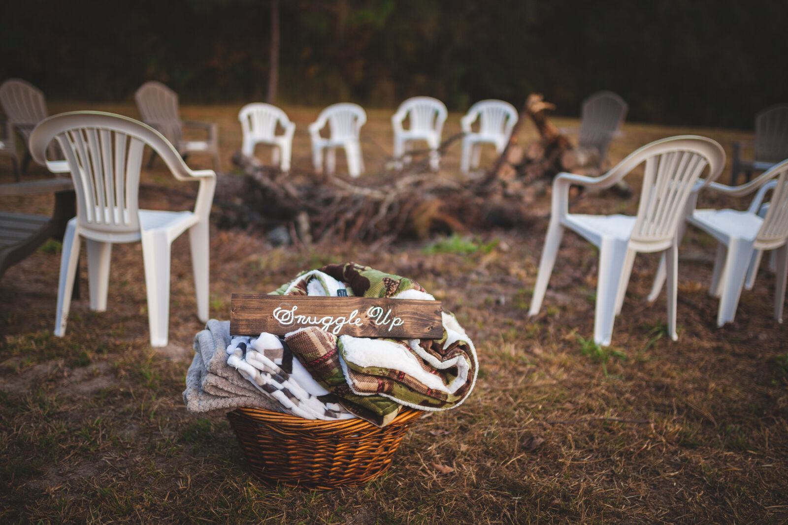 Canon EOS 5D Mark II sample photo. Basket, blankets, chairs, grass photography