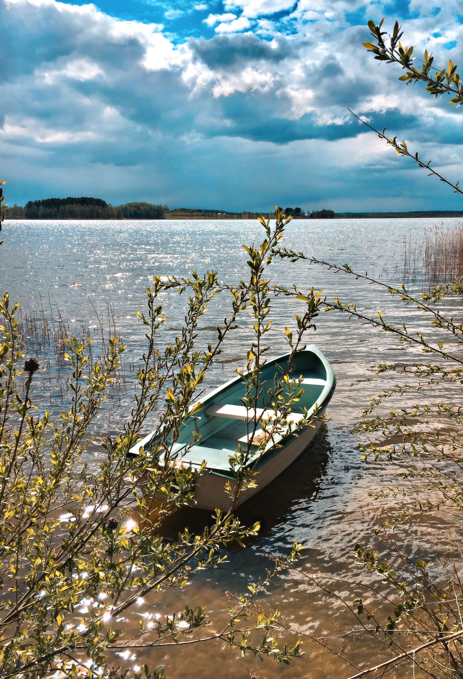 iPhone 6s back camera 4.15mm f/2.2 sample photo. Masuria, boat, lake photography