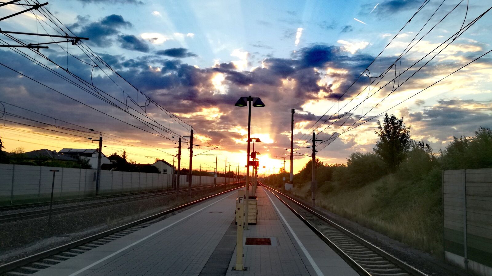 HUAWEI P9 LITE sample photo. Sunrise, railway station, platform photography