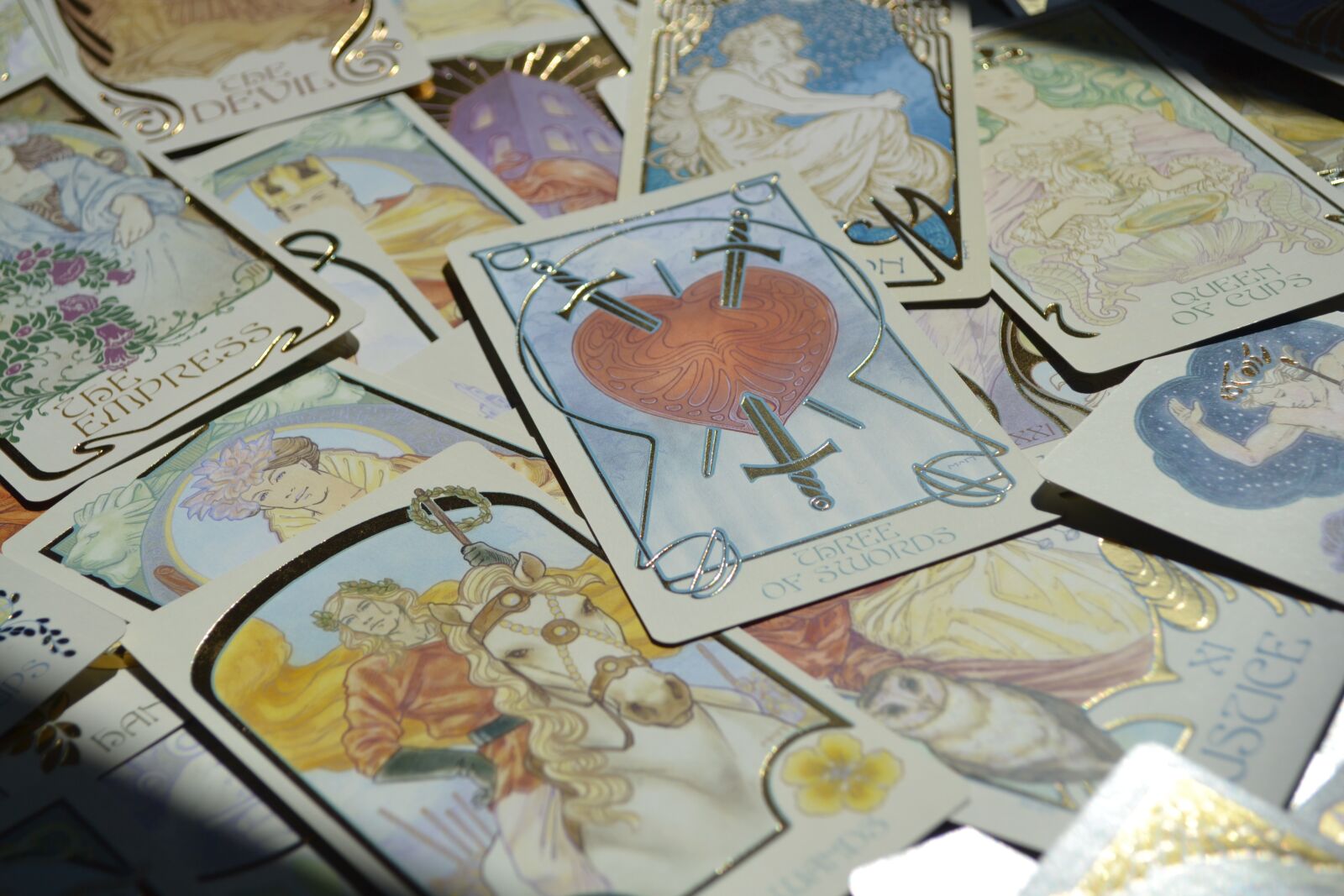 Nikon D3100 sample photo. Three of swords, tarot photography