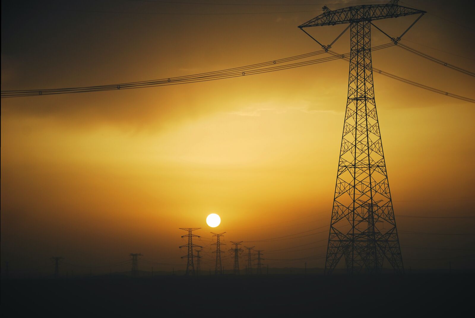 Nikon D40X sample photo. Sunset, high tension, pylon photography