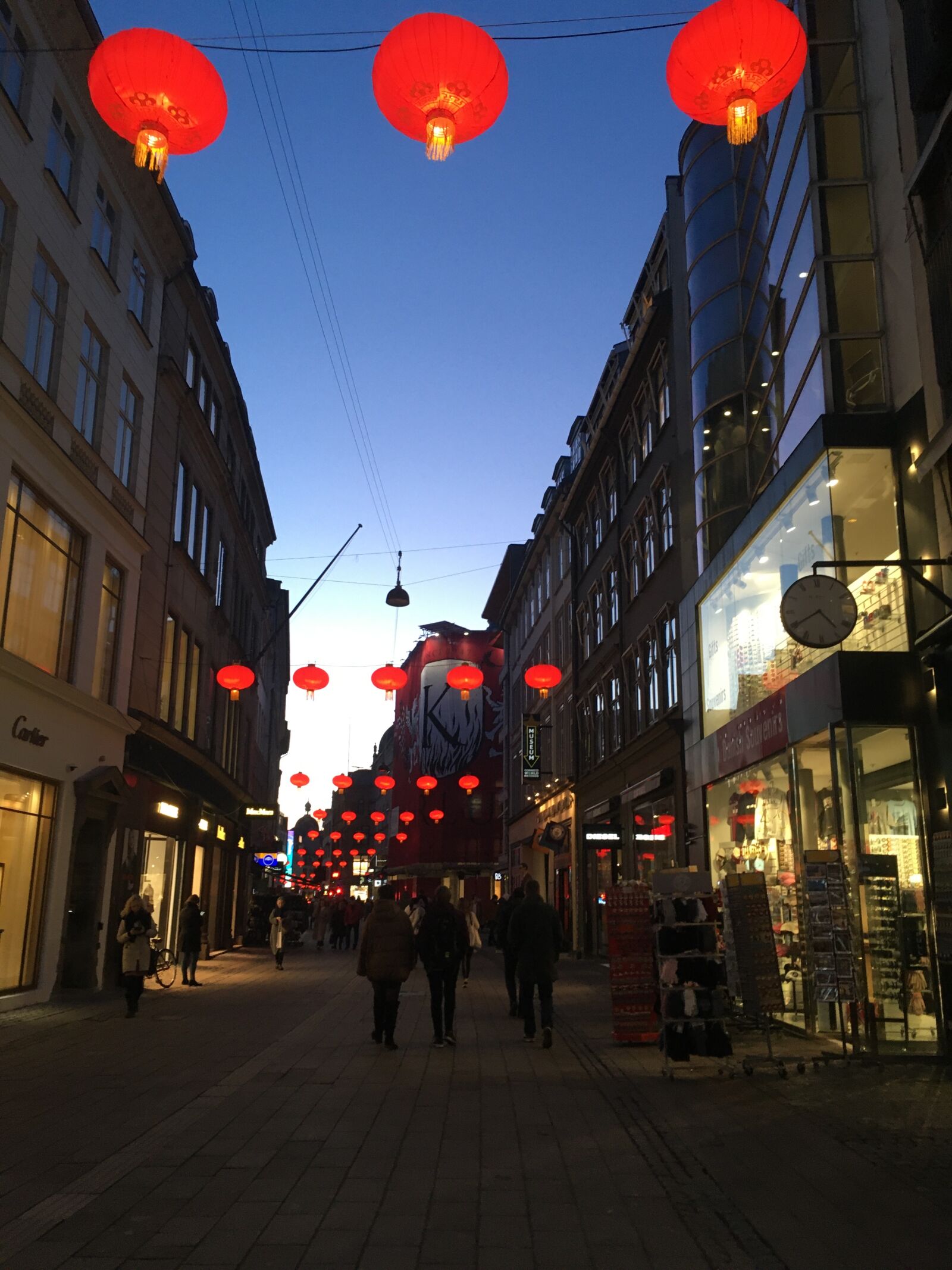 iPhone SE back camera 4.15mm f/2.2 sample photo. Mall, copenhagen, lanterns photography