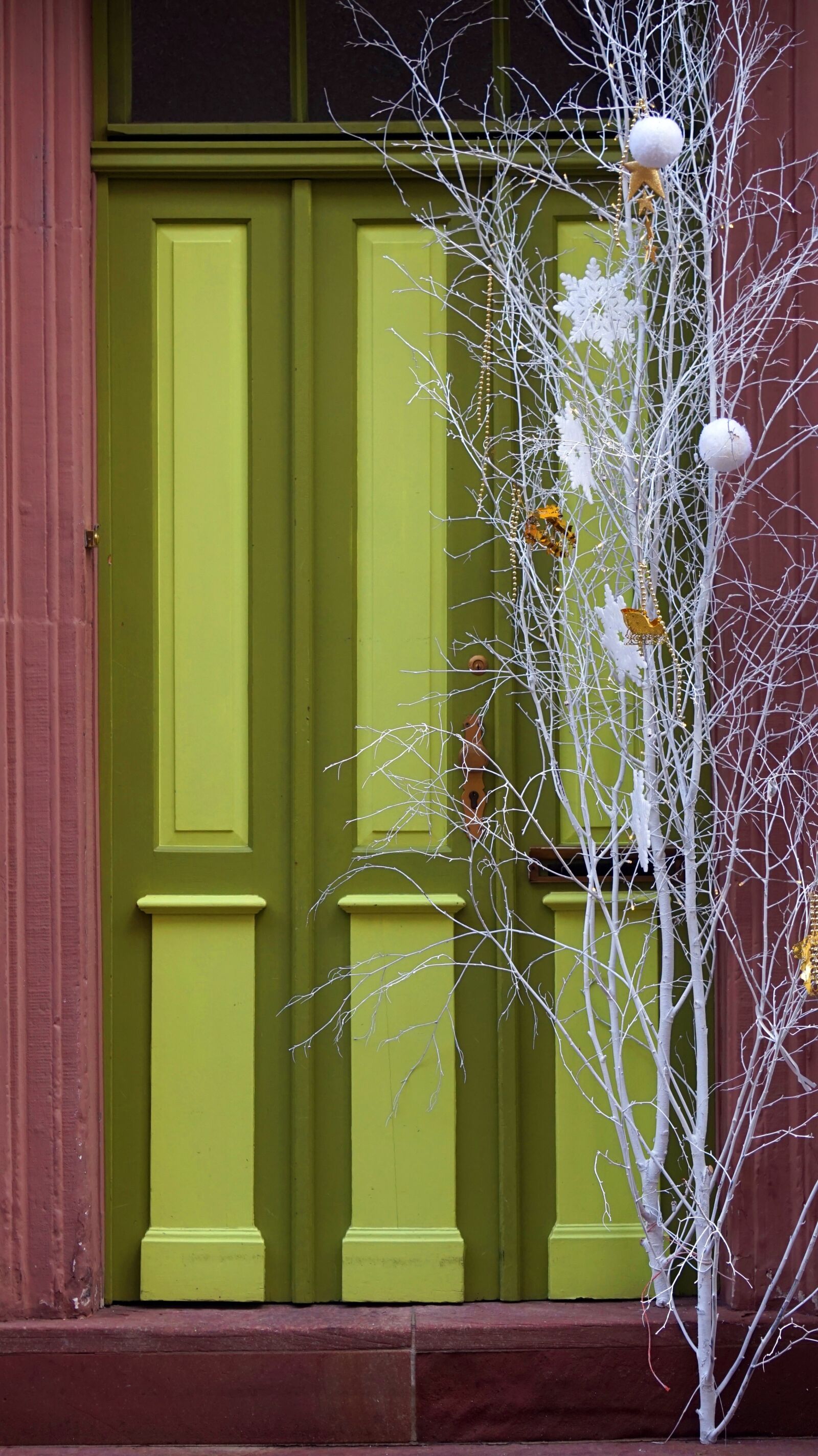Sony Alpha a5000 (ILCE 5000) + Sony E 55-210mm F4.5-6.3 OSS sample photo. Door, green, christmas photography
