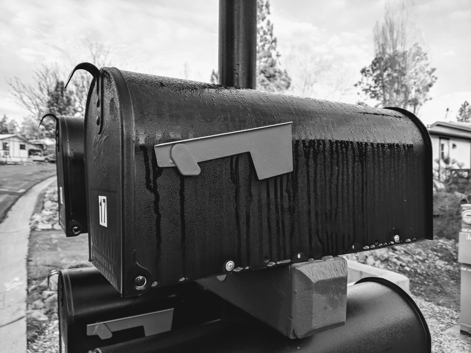 Google Pixel sample photo. Mailbox, black and white photography