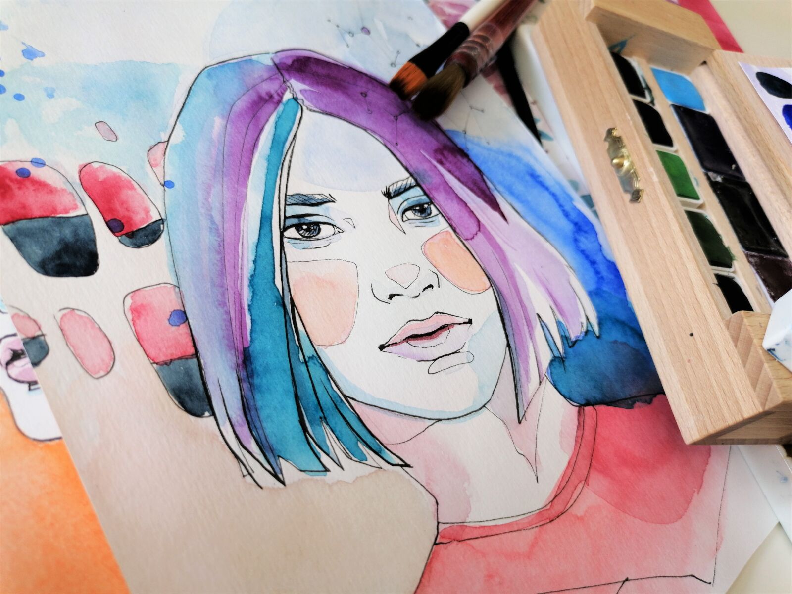 HUAWEI P30 LITE sample photo. Portrait, painting, watercolor photography