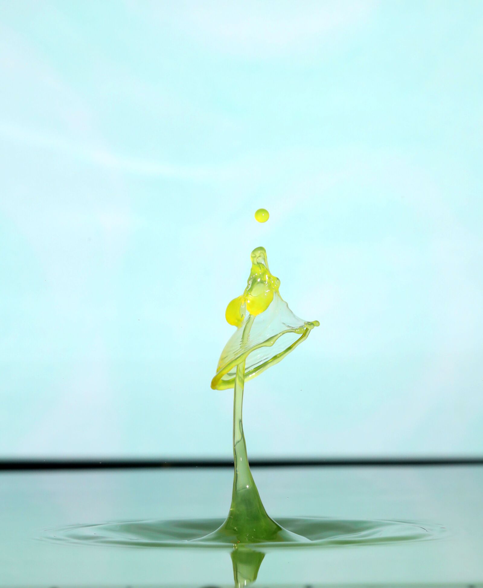 Canon EOS R sample photo. Water drop, yellow, droplet photography