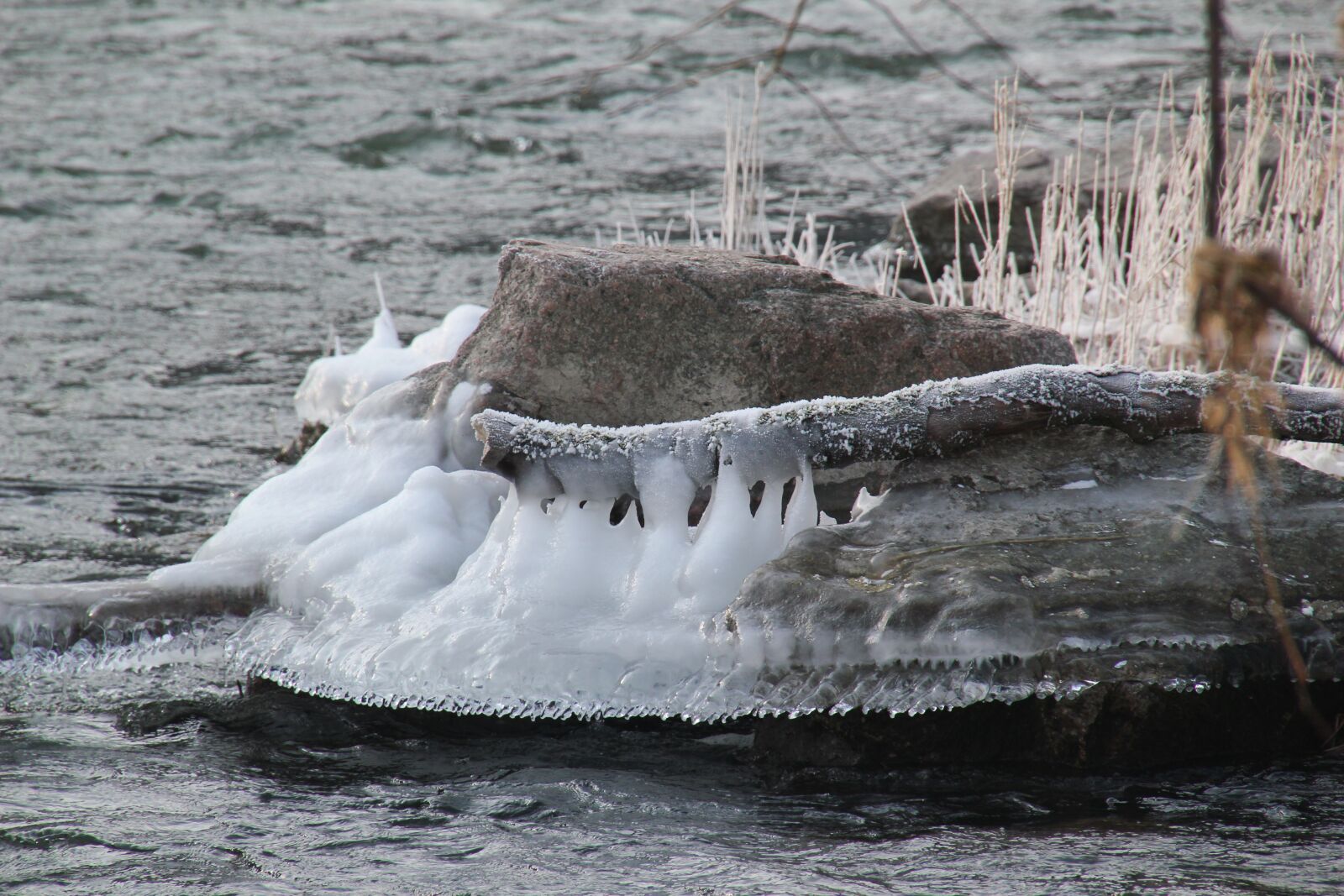Canon EOS 550D (EOS Rebel T2i / EOS Kiss X4) sample photo. Icicle, river ice, ice photography