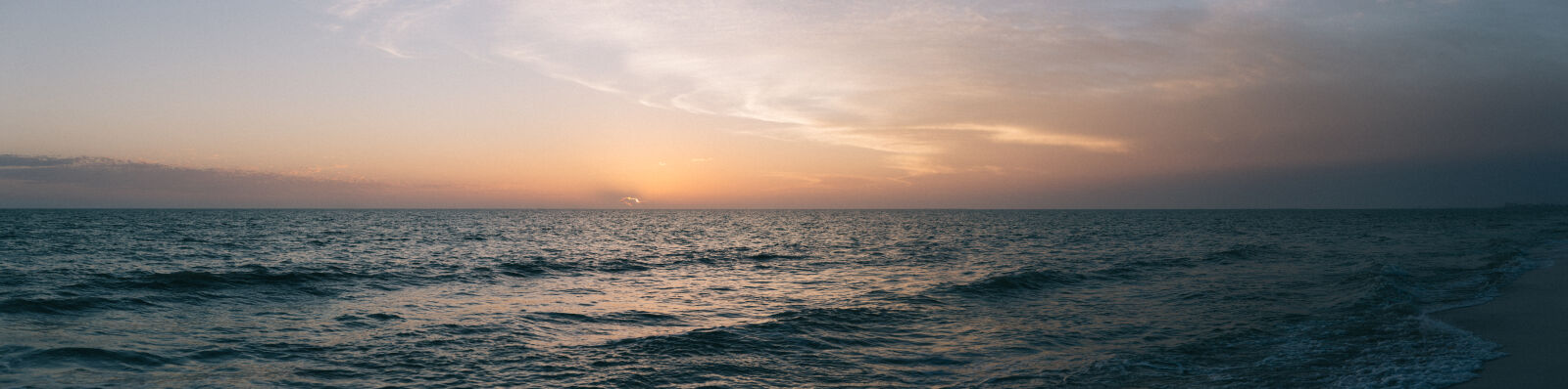 Canon EOS 6D + Canon EF 50mm F1.8 STM sample photo. Sunset, ocean, panorama, panoramic photography