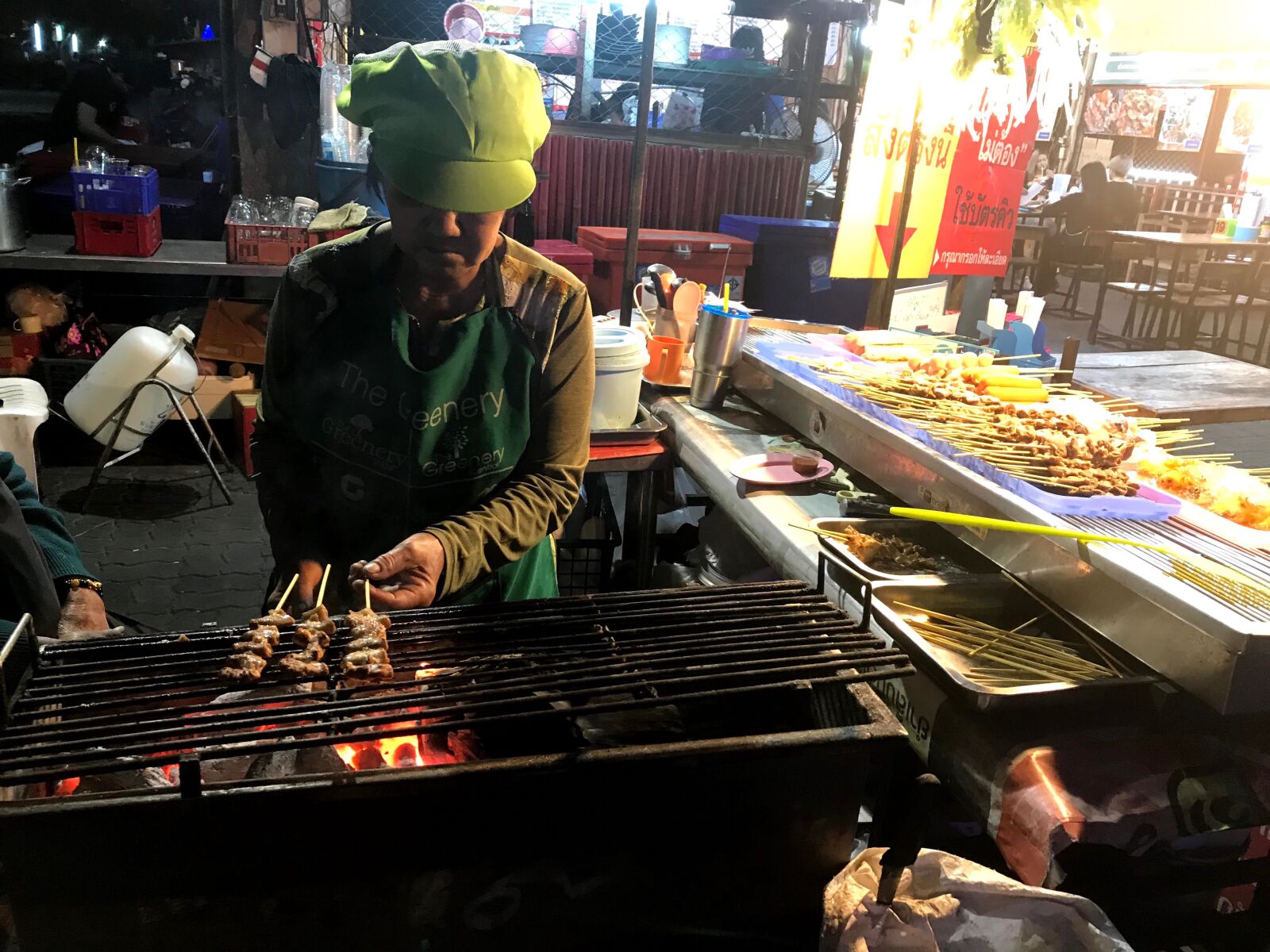 iPhone 7 back camera 3.99mm f/1.8 sample photo. Thailand, skewers, food photography