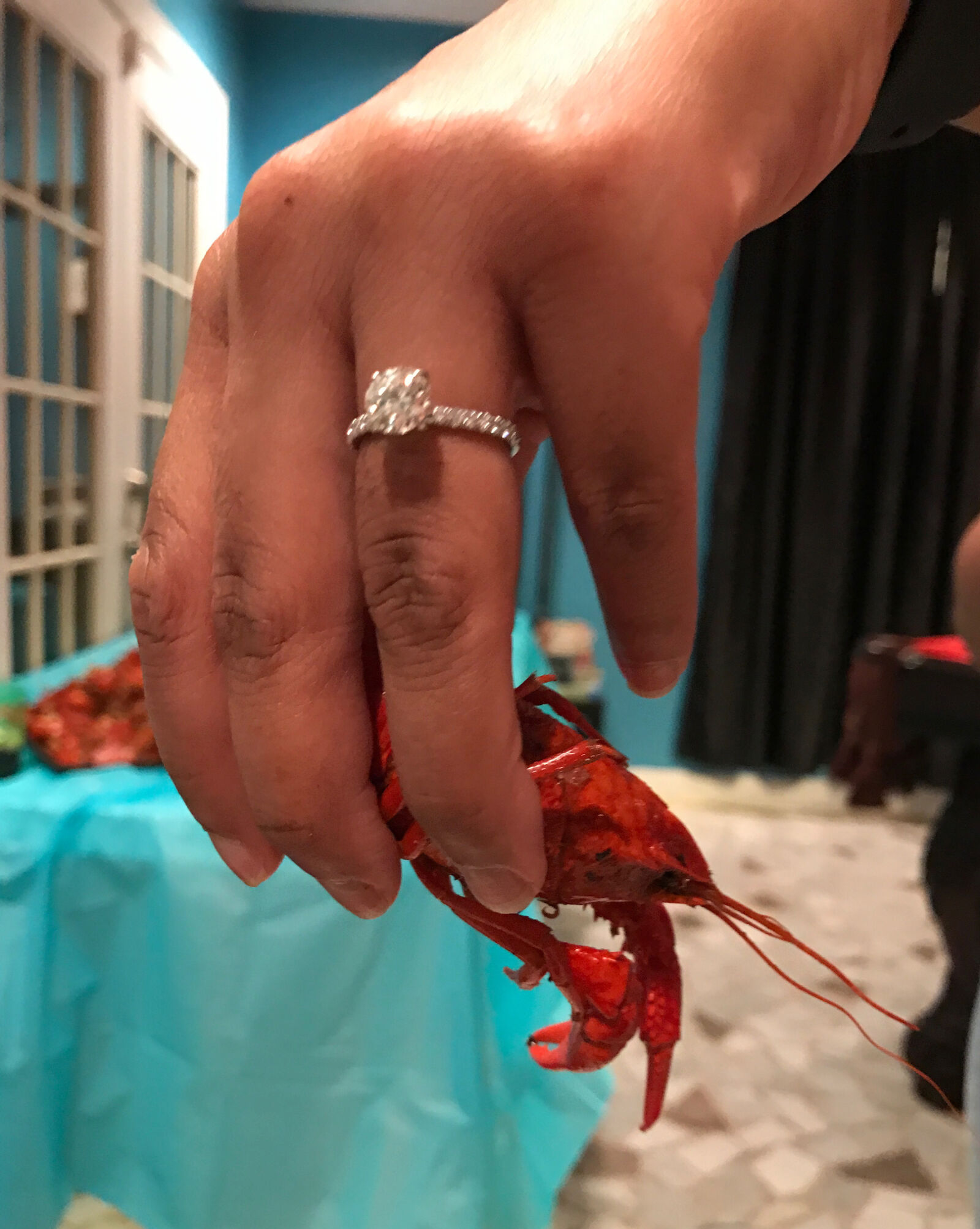 Apple iPhone 7 Plus sample photo. Crawfish, engagement, ring photography
