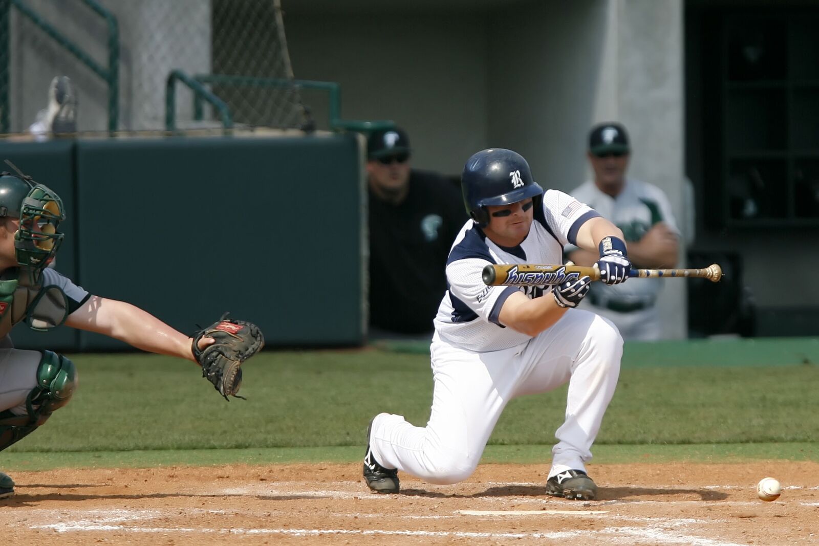 Canon EOS-1D Mark II N sample photo. Baseball, college baseball, bunt photography