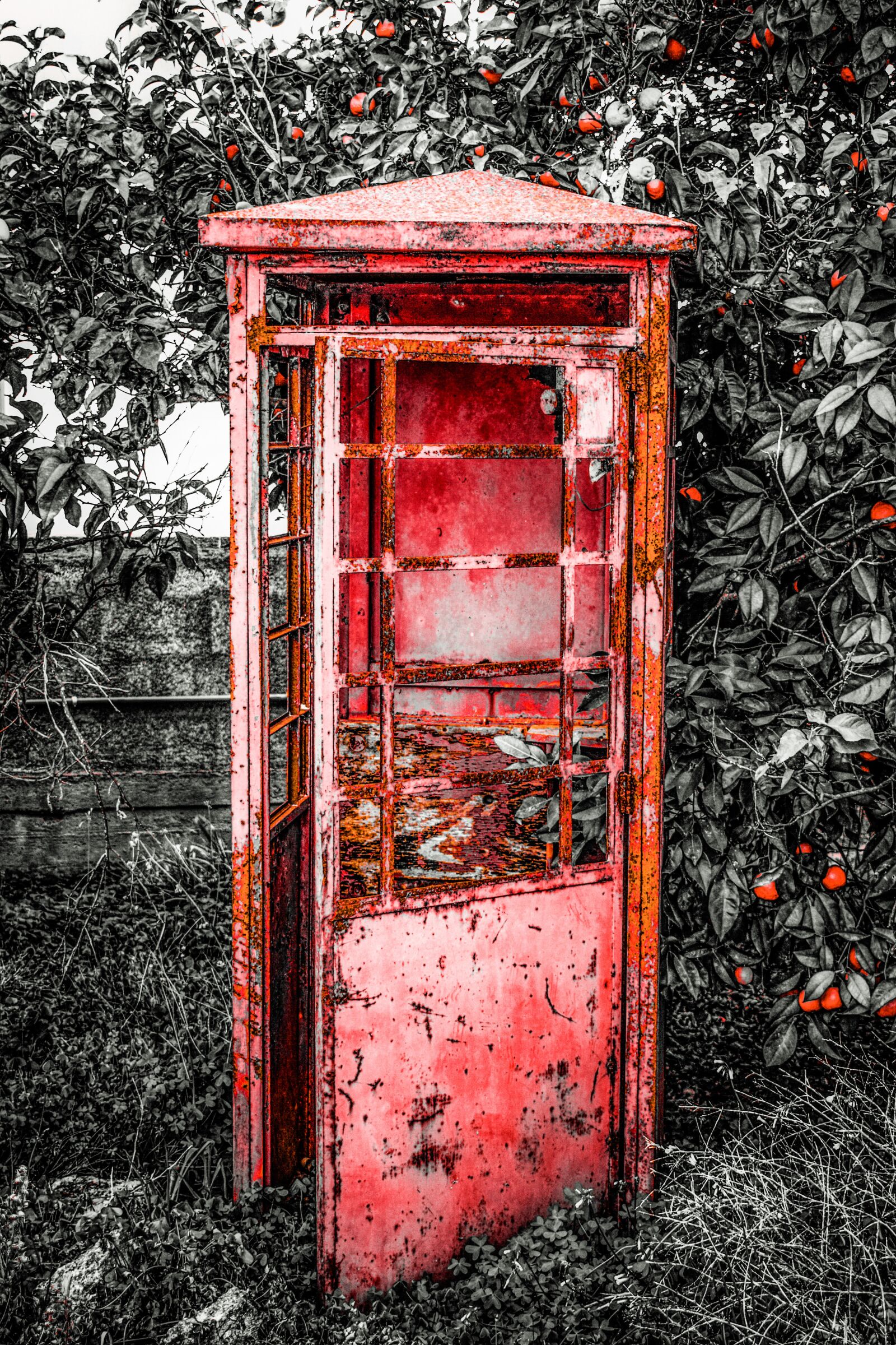 Nikon D3300 sample photo. Telephone box, rusty, aged photography