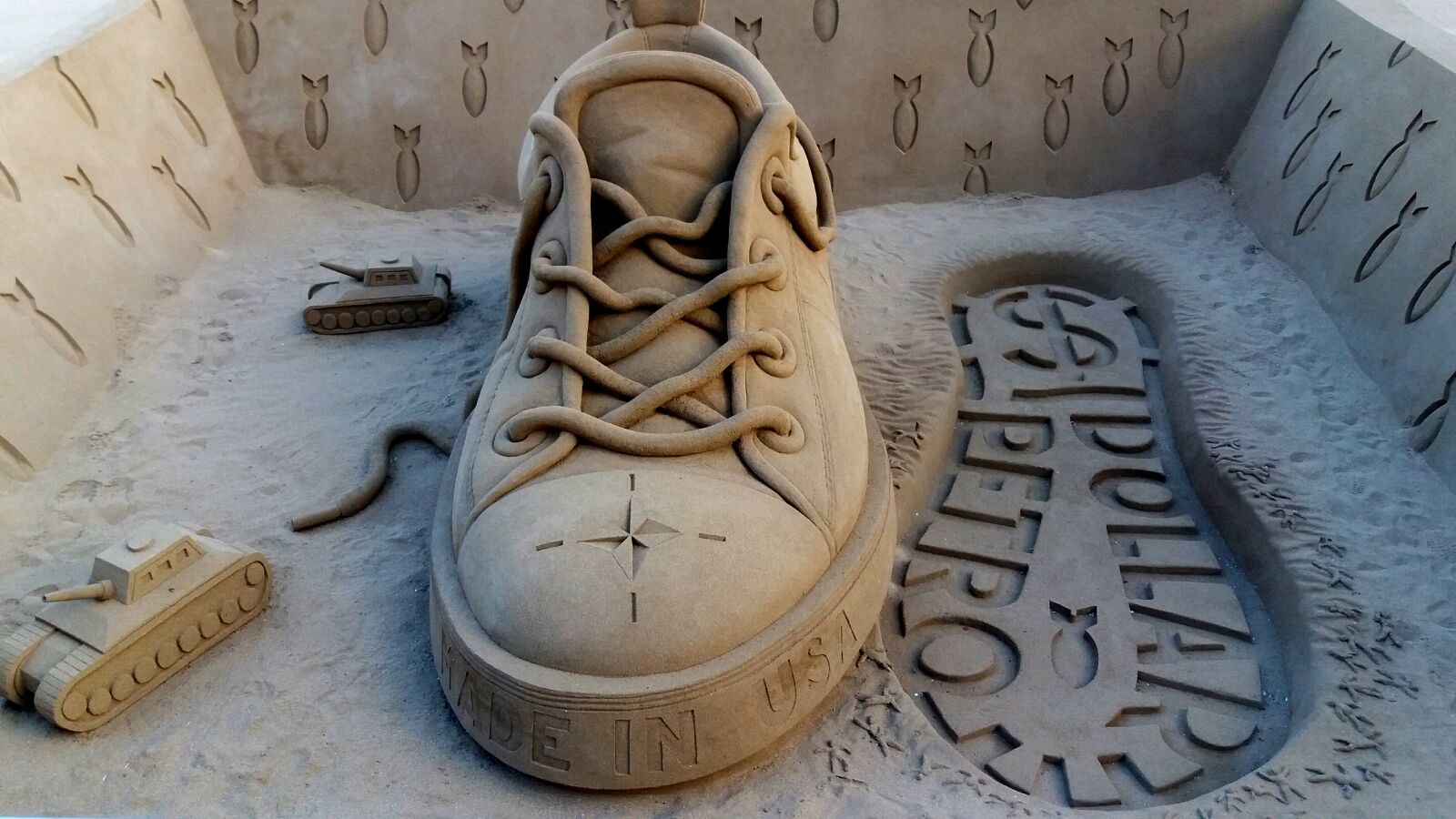 Samsung Galaxy J5 sample photo. Beach, sand, art, sneakers photography
