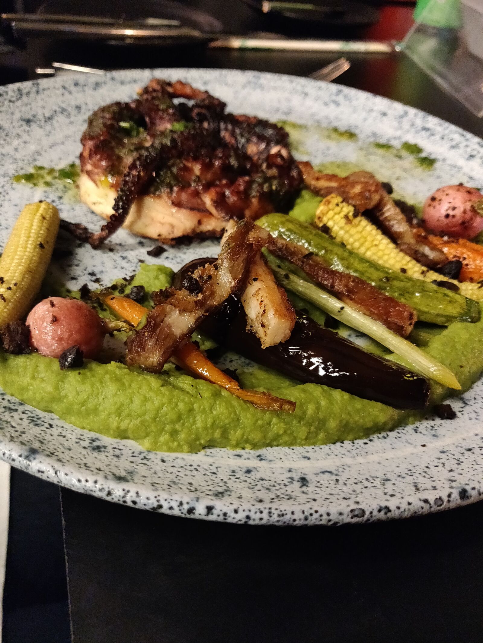 OnePlus A6003 sample photo. Octopus, greenpeas, vegetables photography