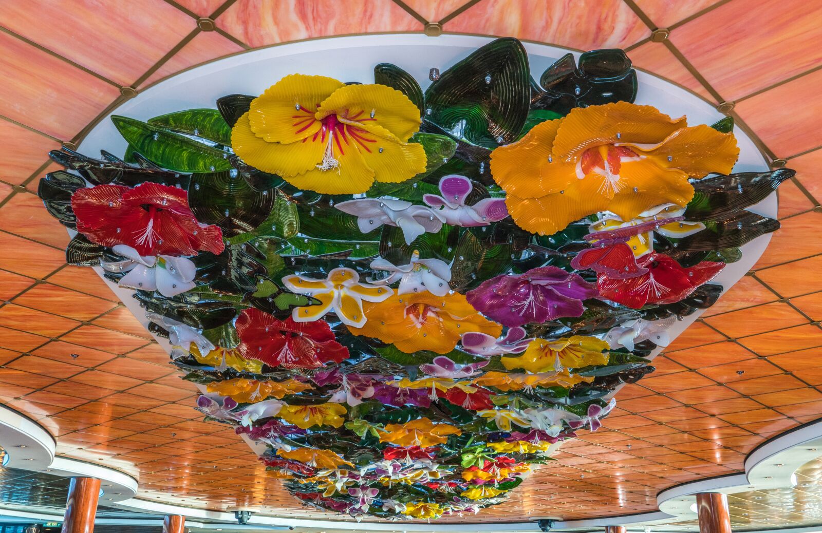 Sony a7R II + Sony FE 24-240mm F3.5-6.3 OSS sample photo. Chihuly, ceiling, glass sculpture photography