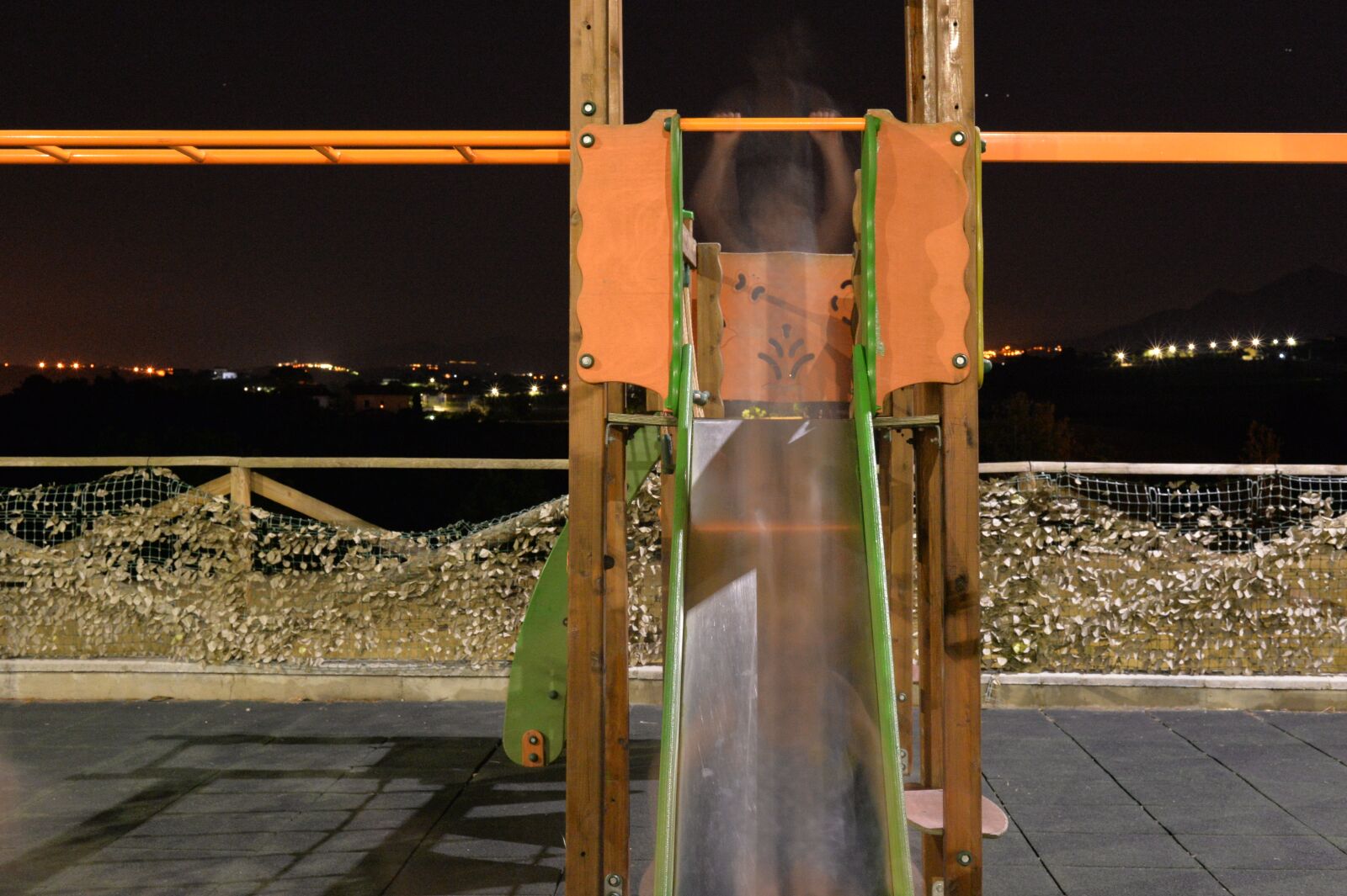 Nikon Df sample photo. Children's slide, slipway, night photography