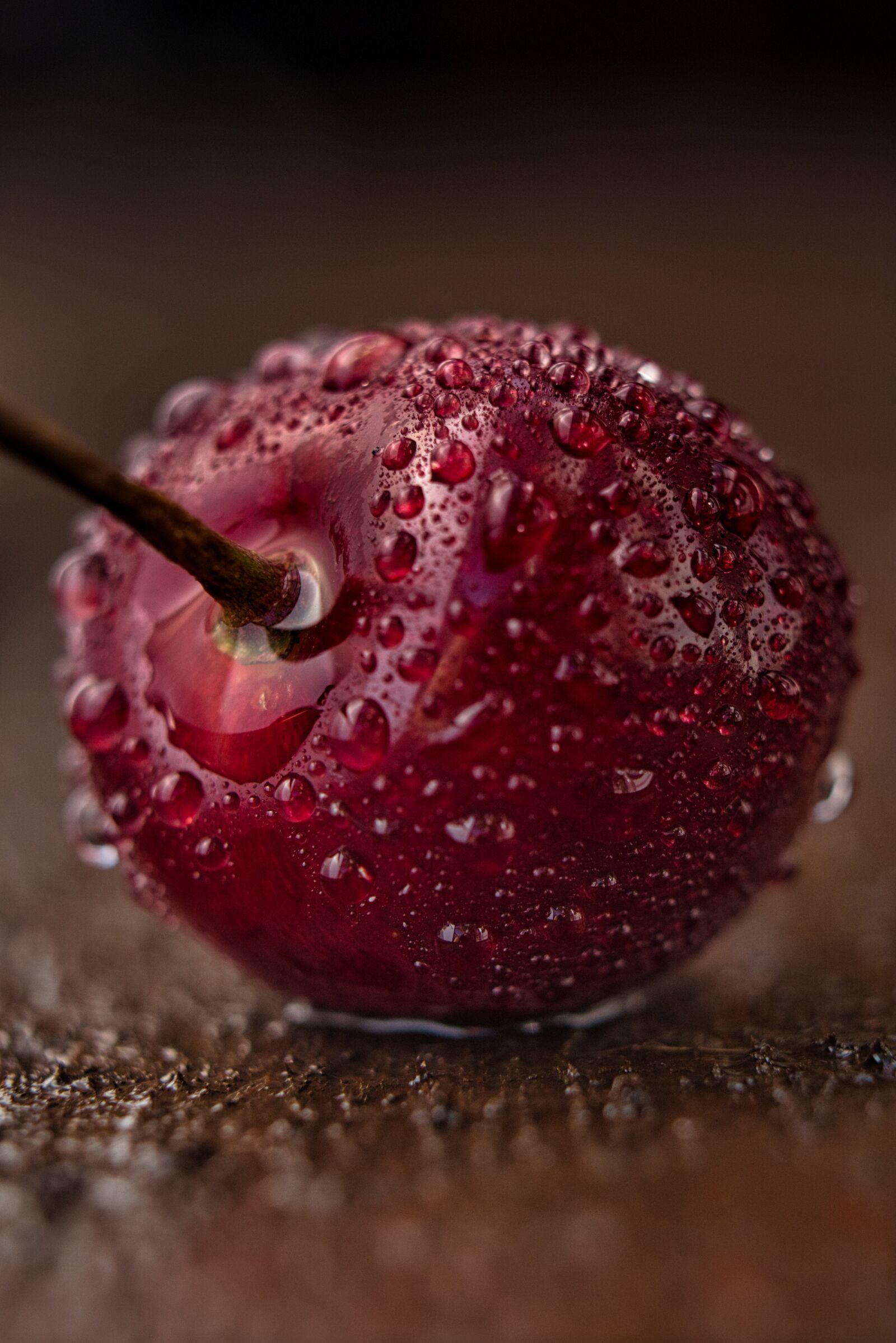 E 50mm F1.8 OSS sample photo. Cherry, wet, water photography