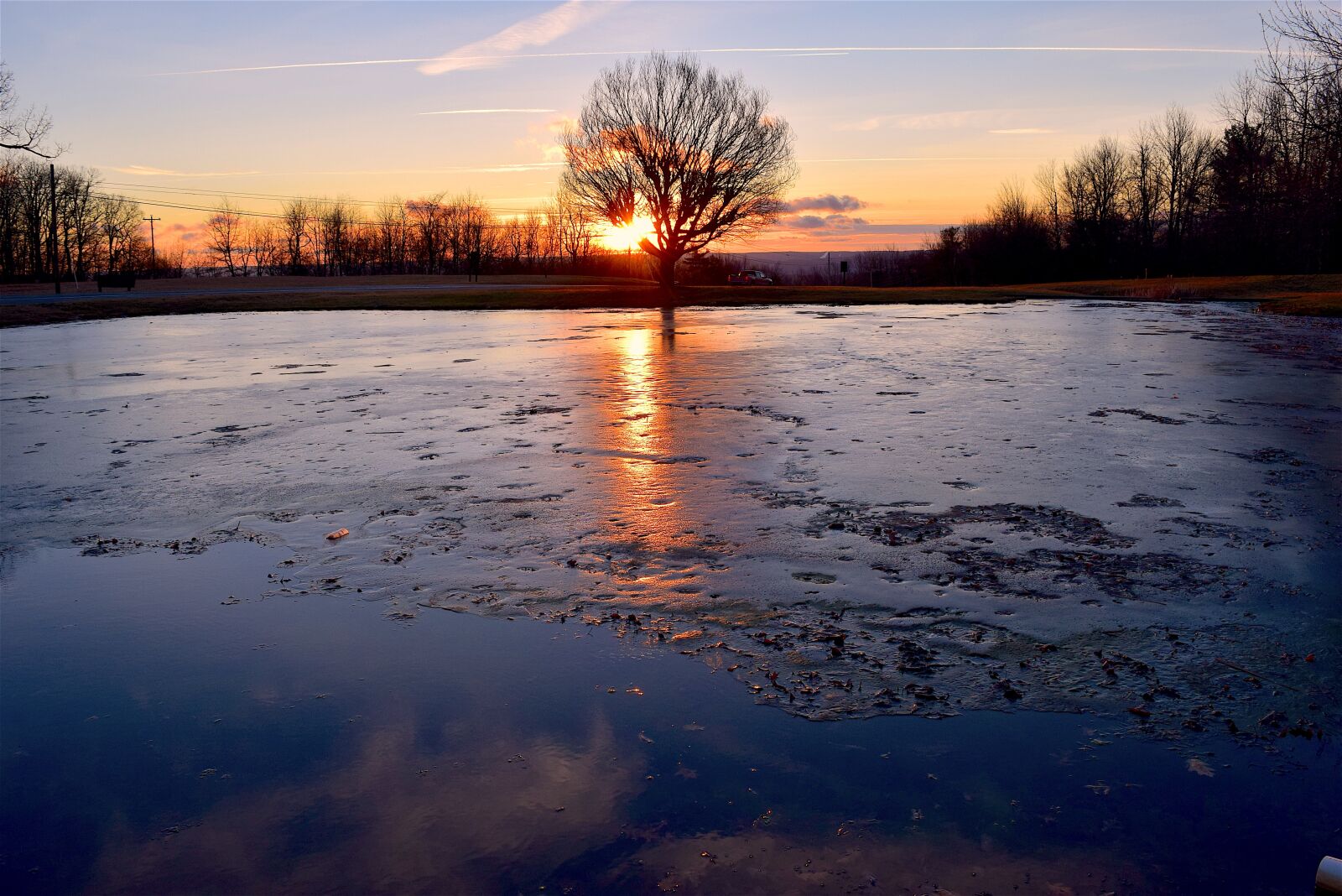 Nikon D3300 sample photo. Sunrise, ice, pond photography