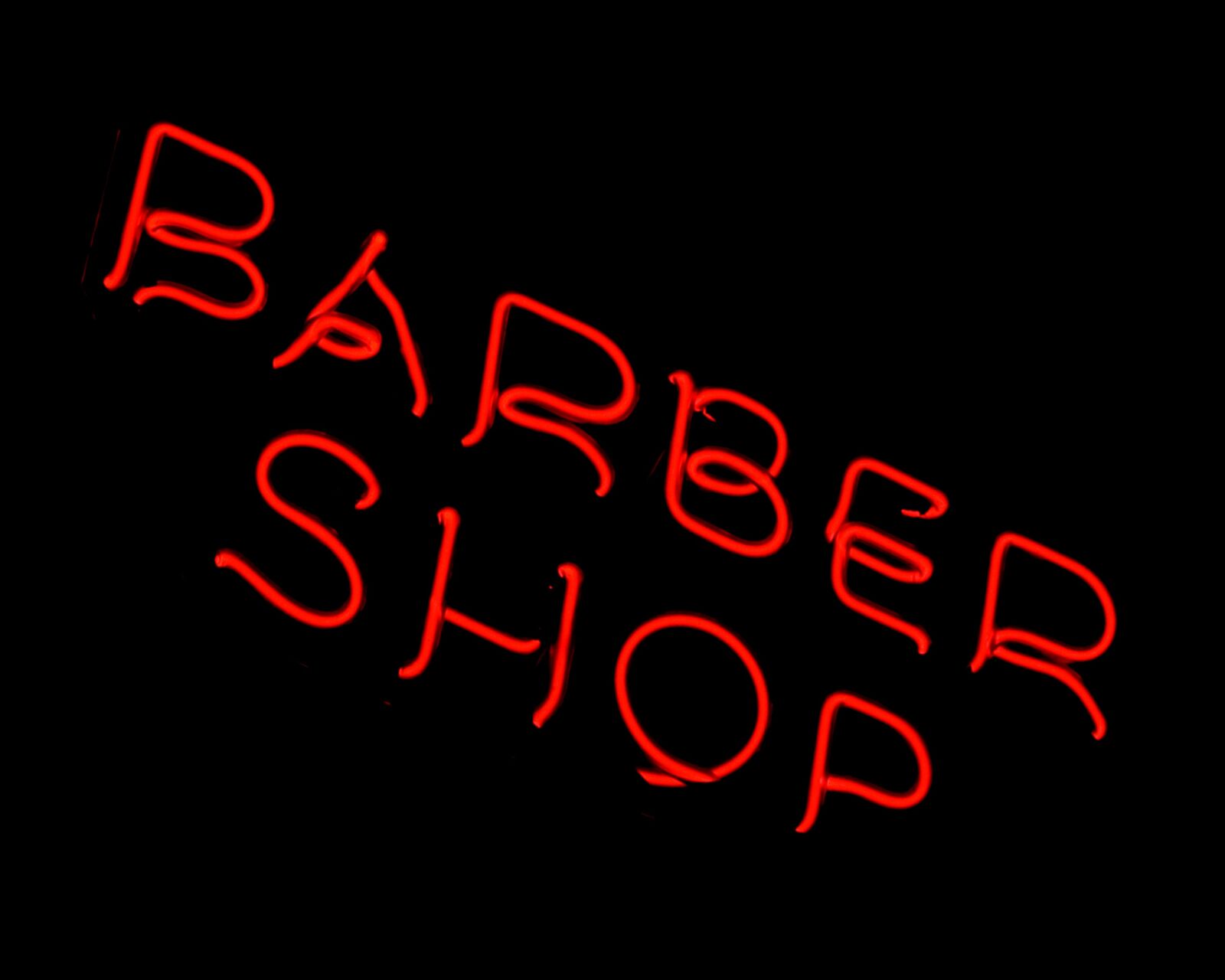 Nikon D40 sample photo. Neon, barber shop, typography photography