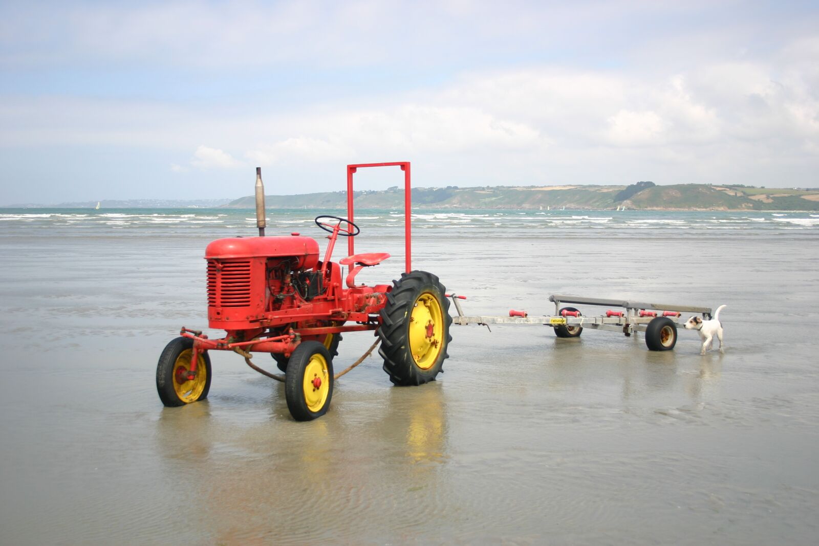 Canon EOS 300D (EOS Digital Rebel / EOS Kiss Digital) sample photo. Tractor, sea, dog photography
