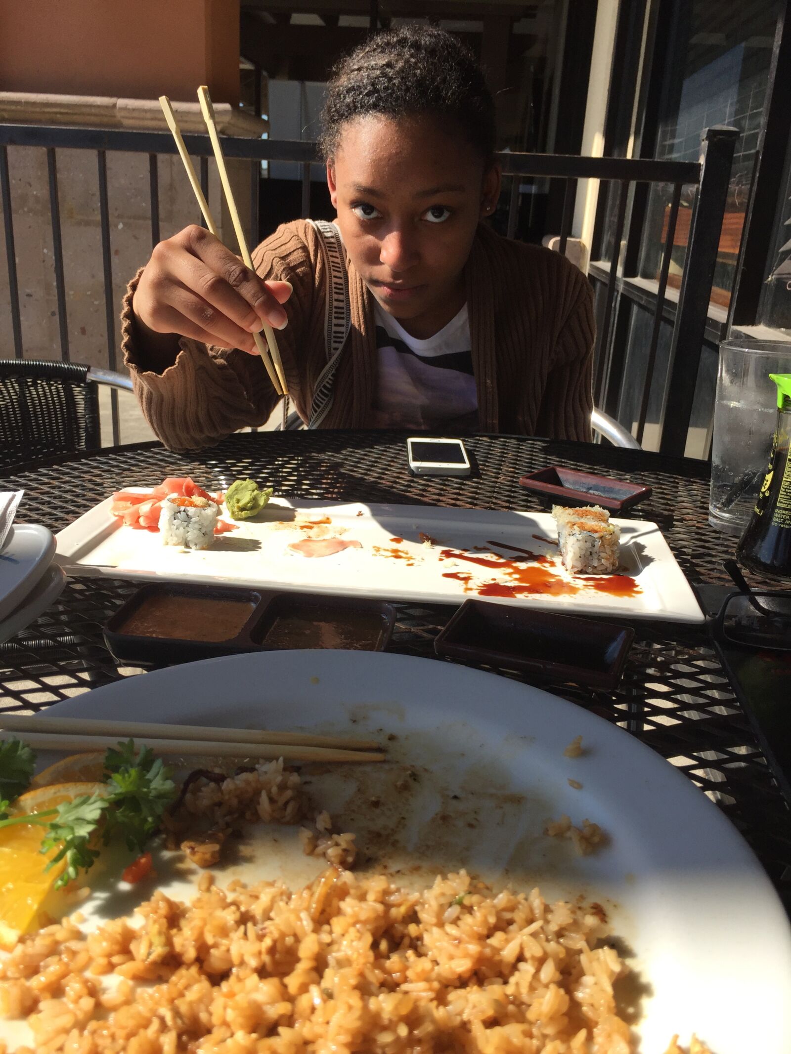 Apple iPhone 6 sample photo. Daughter, sushi, chopstick photography