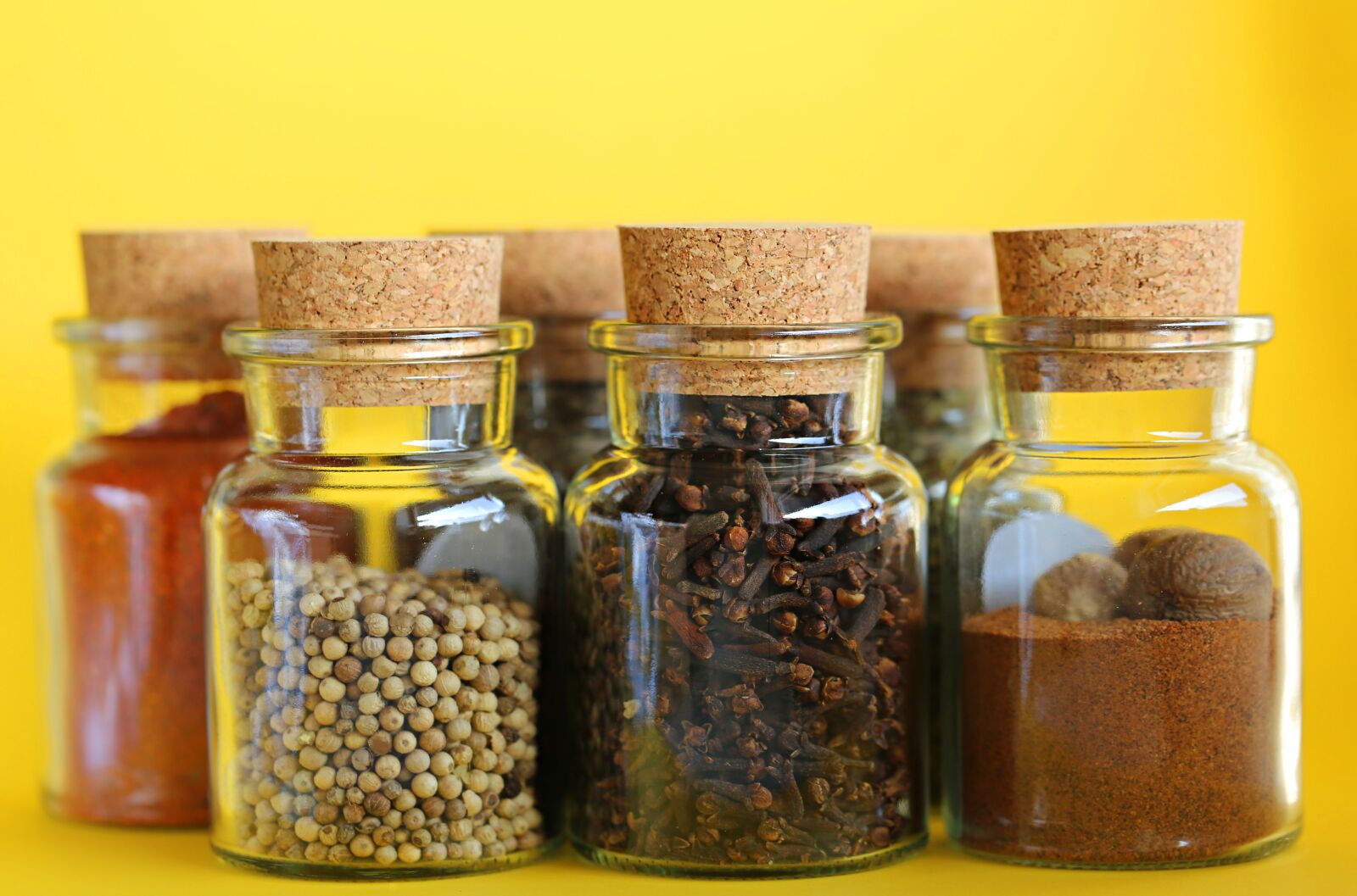 Canon EF 100mm F2.8L Macro IS USM sample photo. Spices, set, yellow background photography