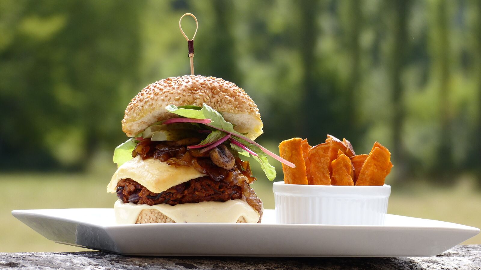 Panasonic Lumix DMC-FZ200 sample photo. Burger, veggie, vegetarian photography