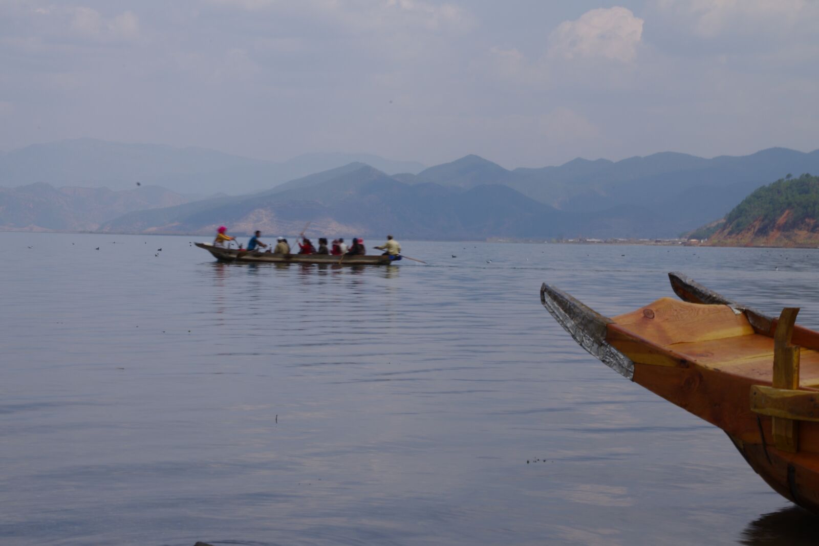 Pentax K-5 sample photo. Lugu lake, ship, water photography