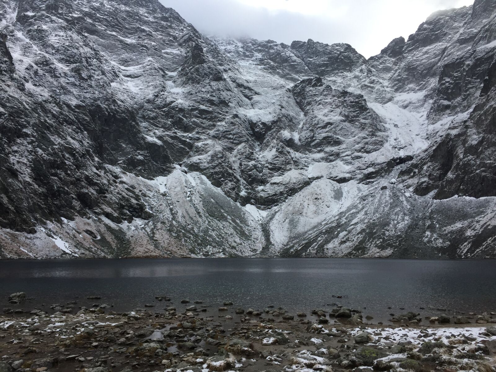 Apple iPhone 6 sample photo. Buried, black pond, mountains photography
