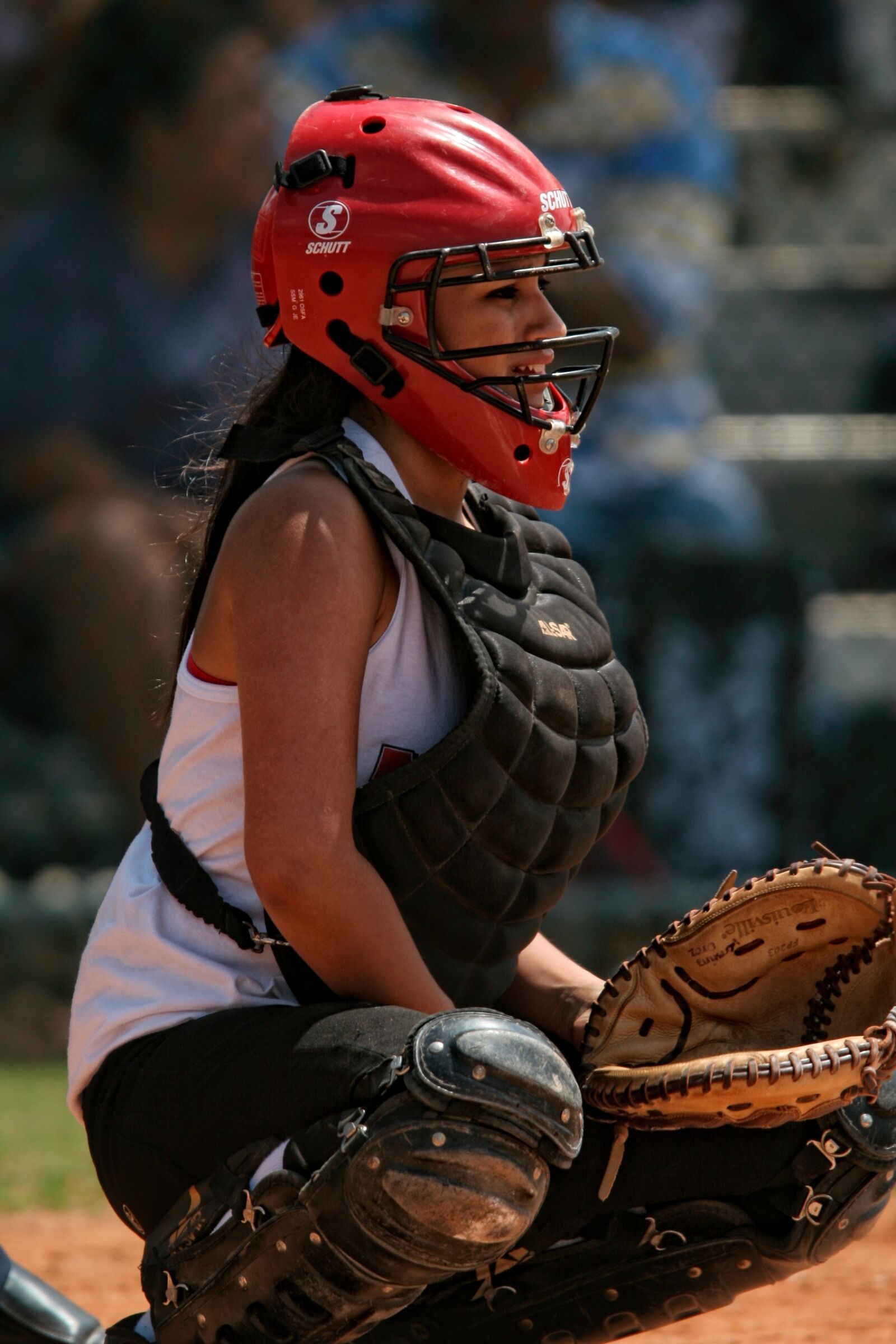 Canon EOS 20D sample photo. Softball, catcher, female photography