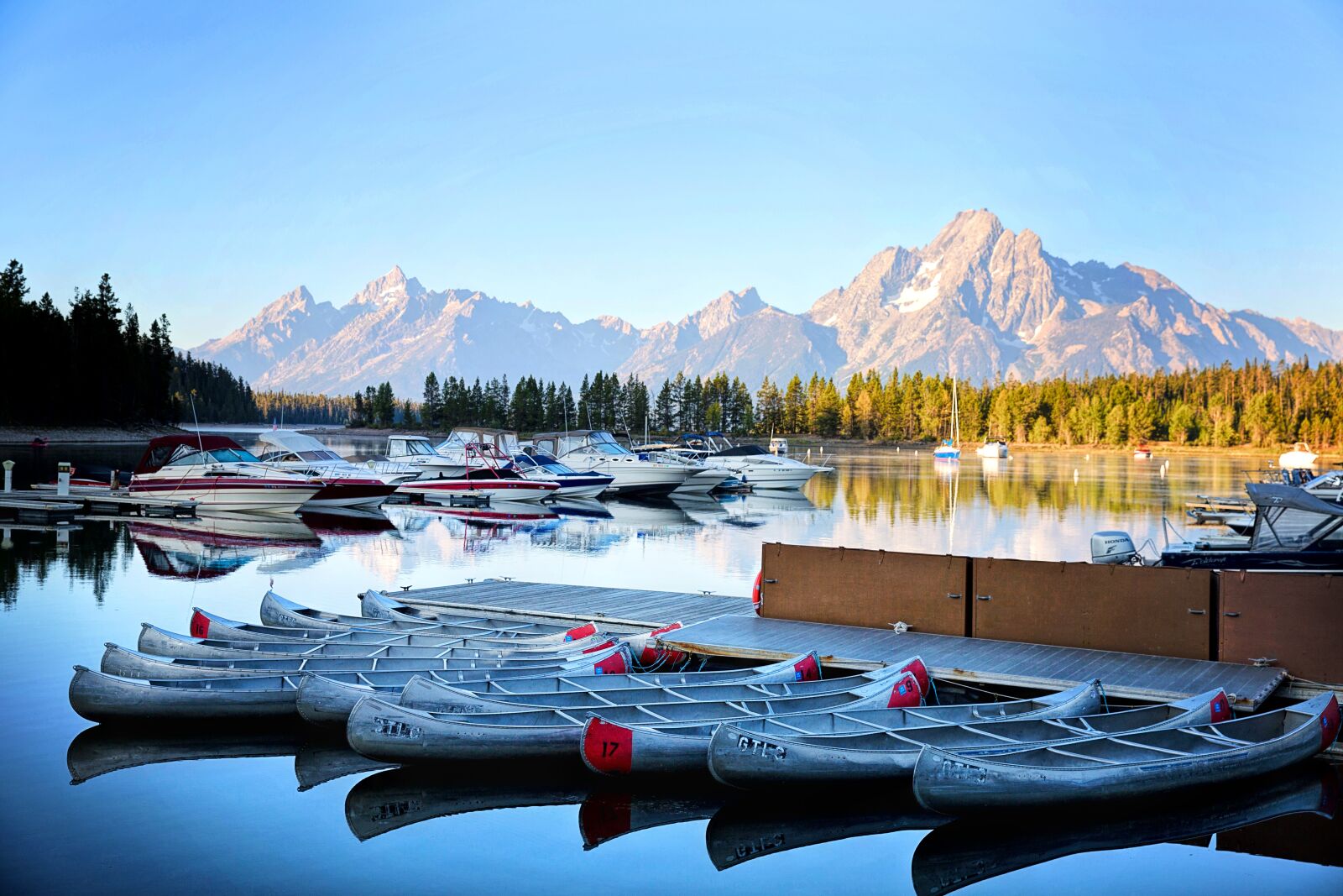 Canon EF 24-70mm F2.8L II USM sample photo. Grand tetons, kayaks, boats photography