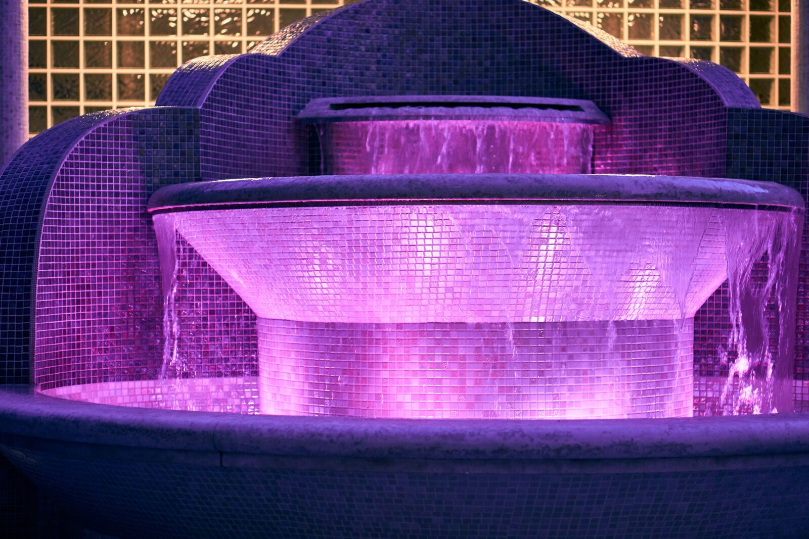 Sony E 50mm F1.8 OSS sample photo. Fountain, illuminated, decoration photography
