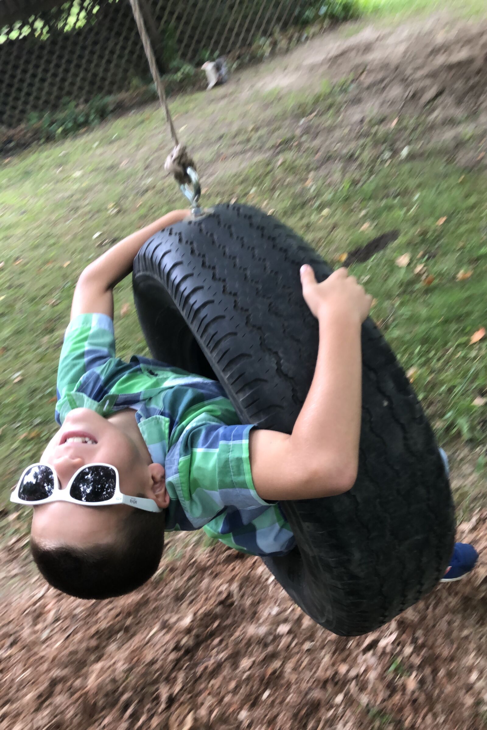 iPhone X back dual camera 4mm f/1.8 sample photo. Tire, swing, sunglasses photography