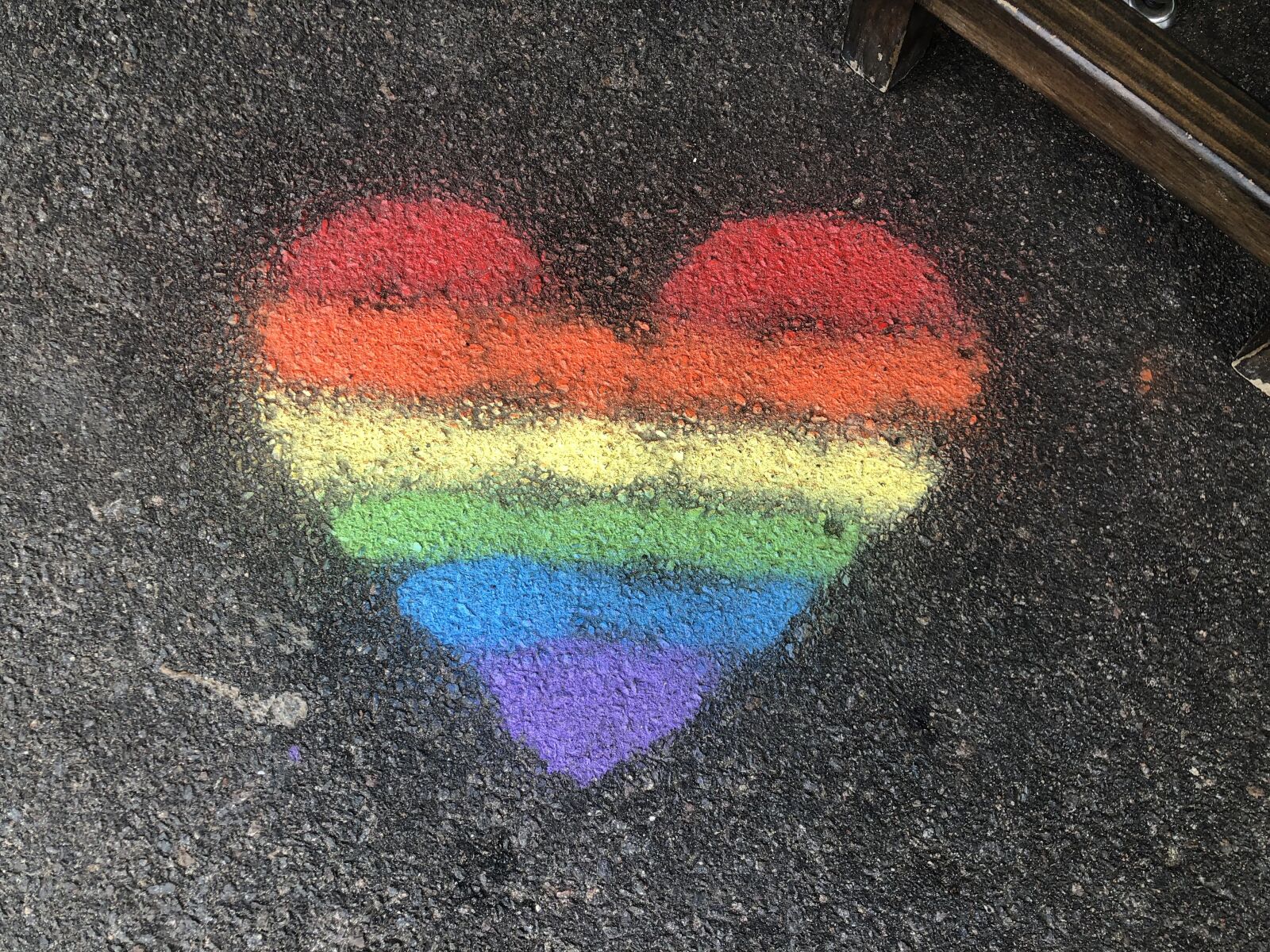 iPhone X back dual camera 4mm f/1.8 sample photo. Heart, rainbow, sidewalk art photography