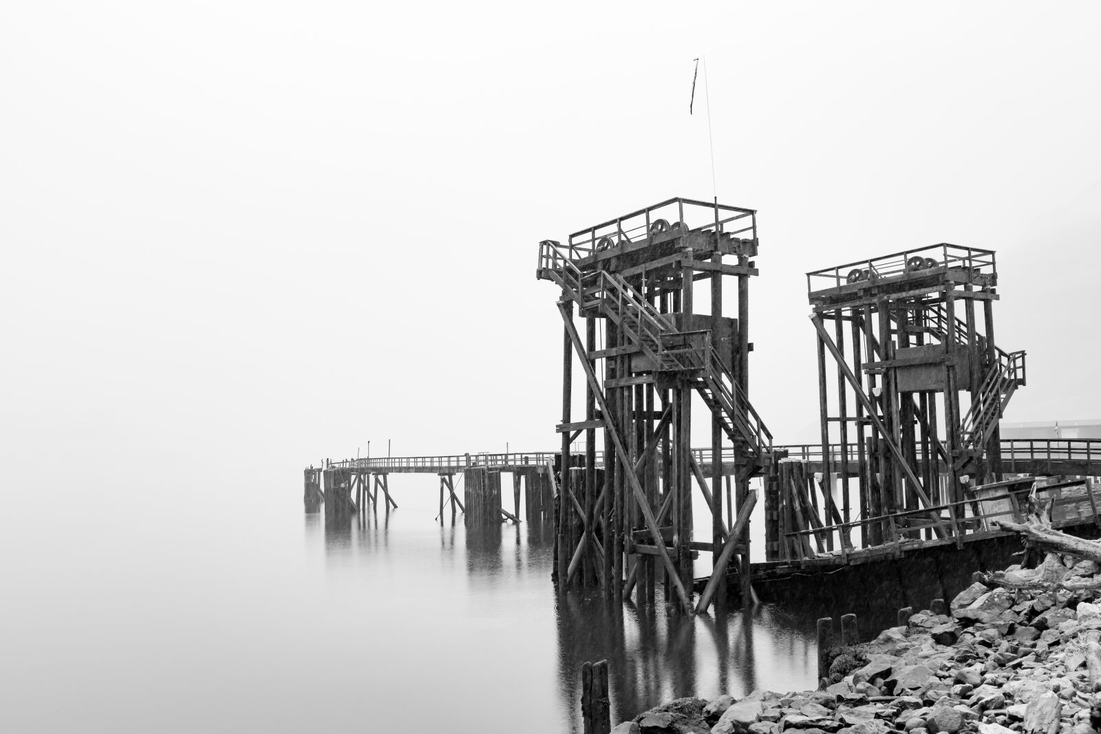 Canon EF 24-70mm F2.8L USM sample photo. Pier, mist, lake photography