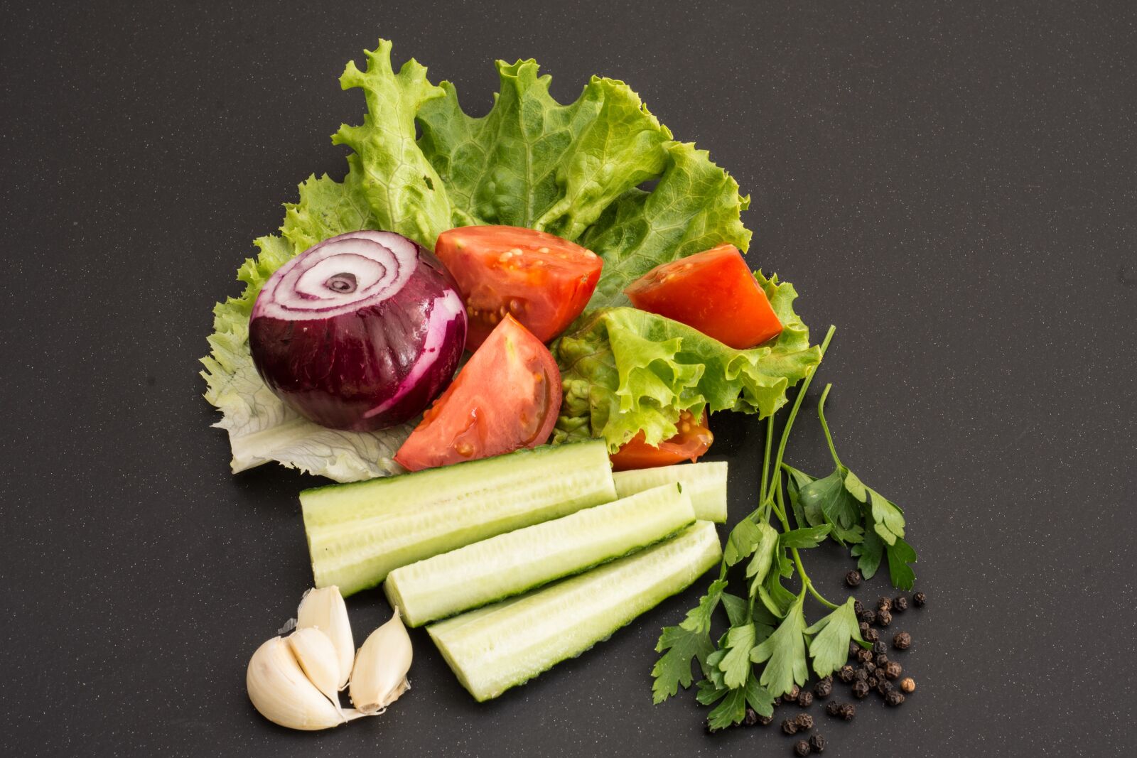 Nikon D7200 sample photo. Tomatoes, cucumbers, parsley photography