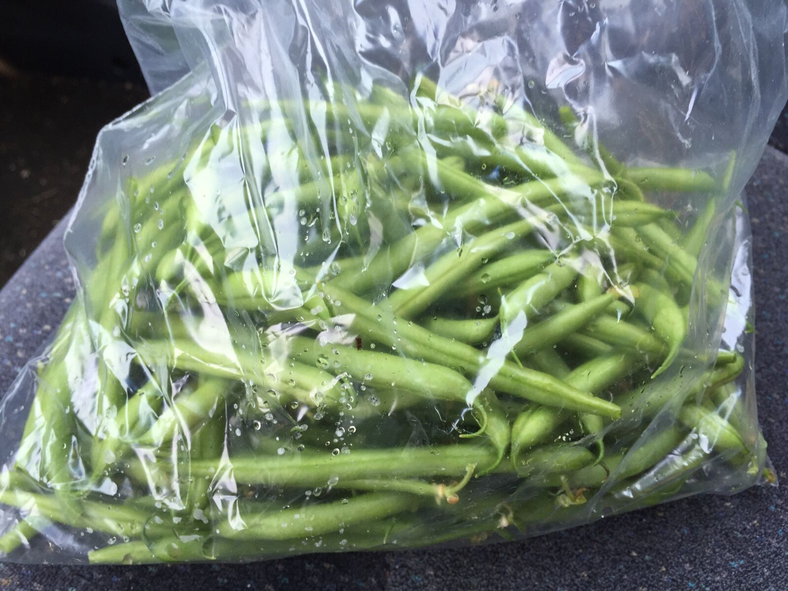 Apple iPhone 6 sample photo. Green beans, plastic bag photography