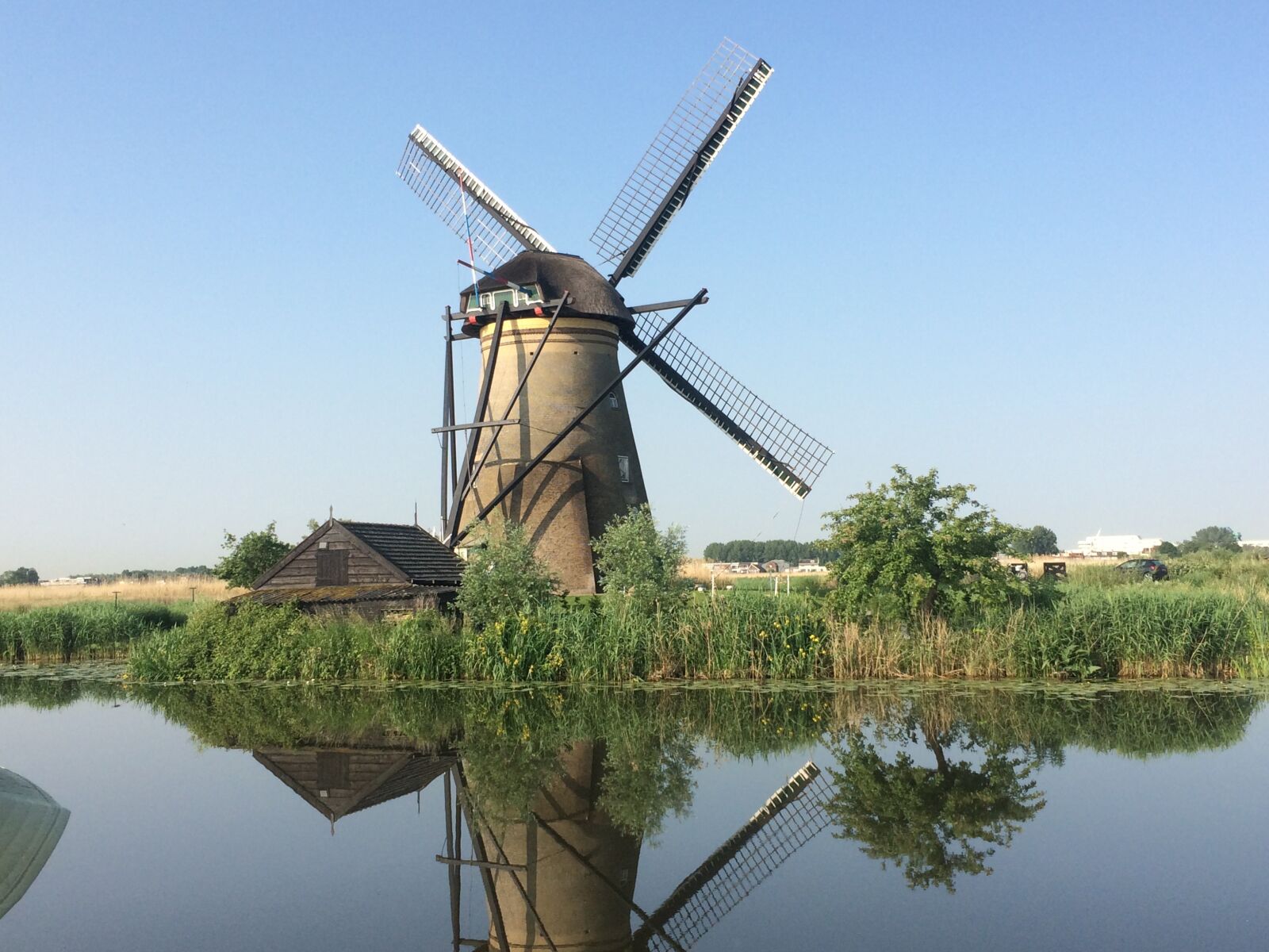 iPhone 5s back camera 4.15mm f/2.2 sample photo. Windmill, holland, water reflection photography