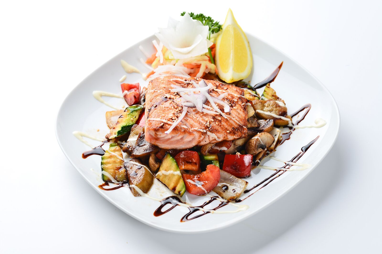Nikon D800 sample photo. Steak, salmon, asian photography
