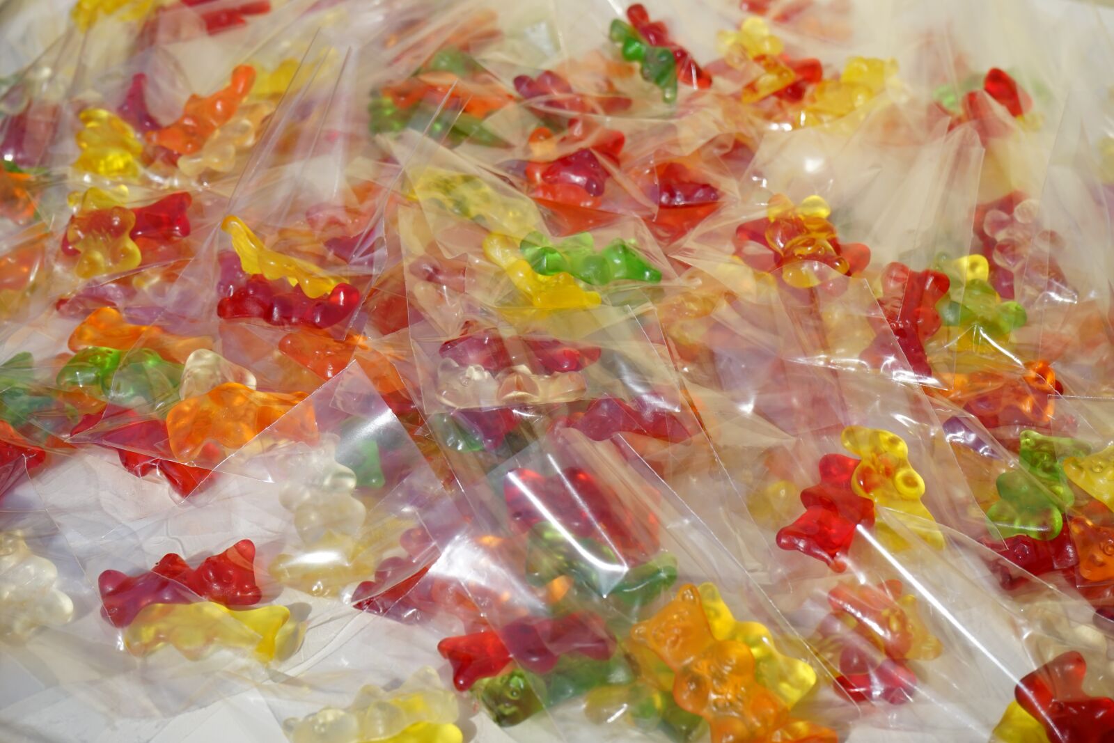 Sony a7 sample photo. Gummi bears, packed, sachets photography