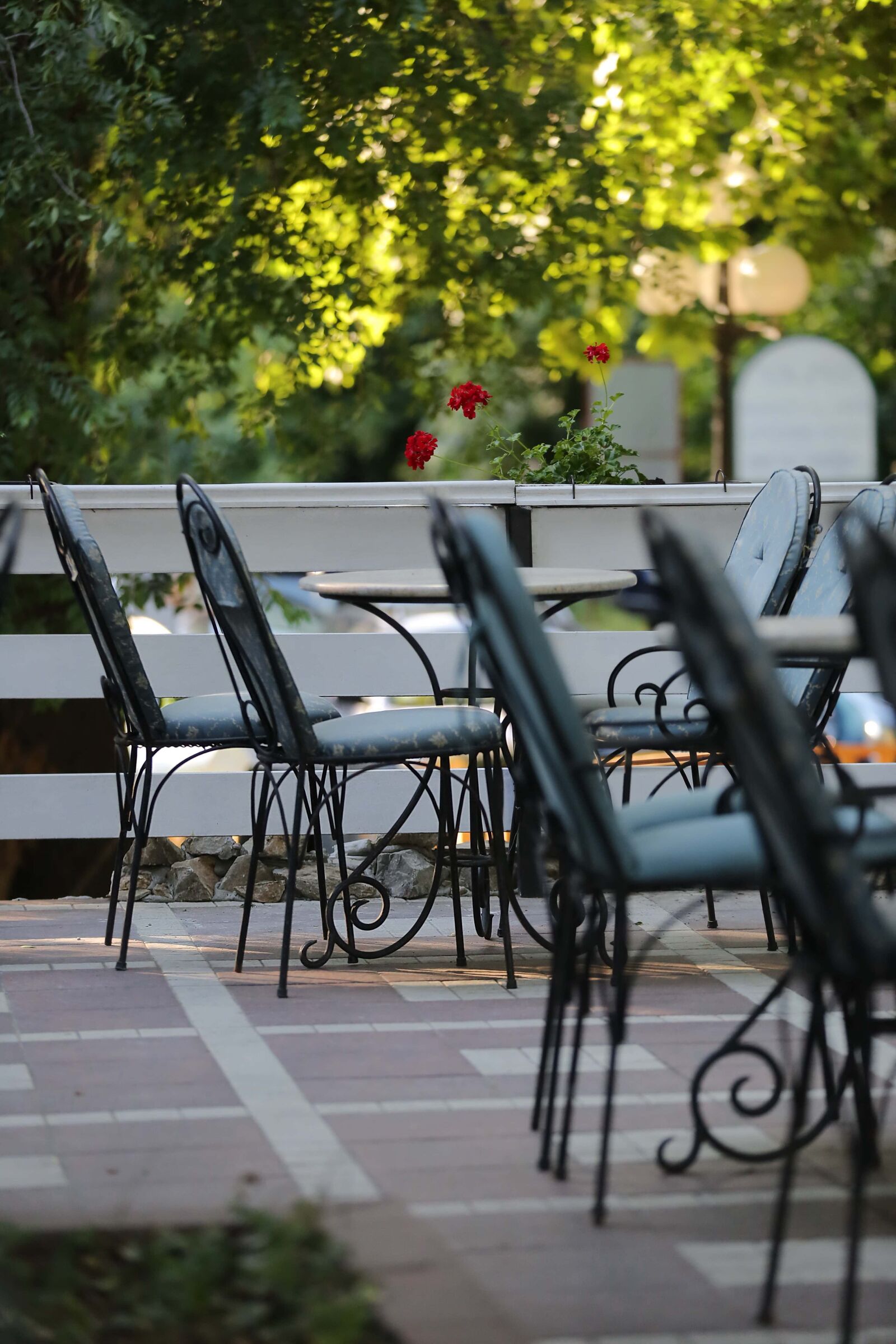 Canon EOS 5D Mark III sample photo. Chairs, metal, exterior, garden photography