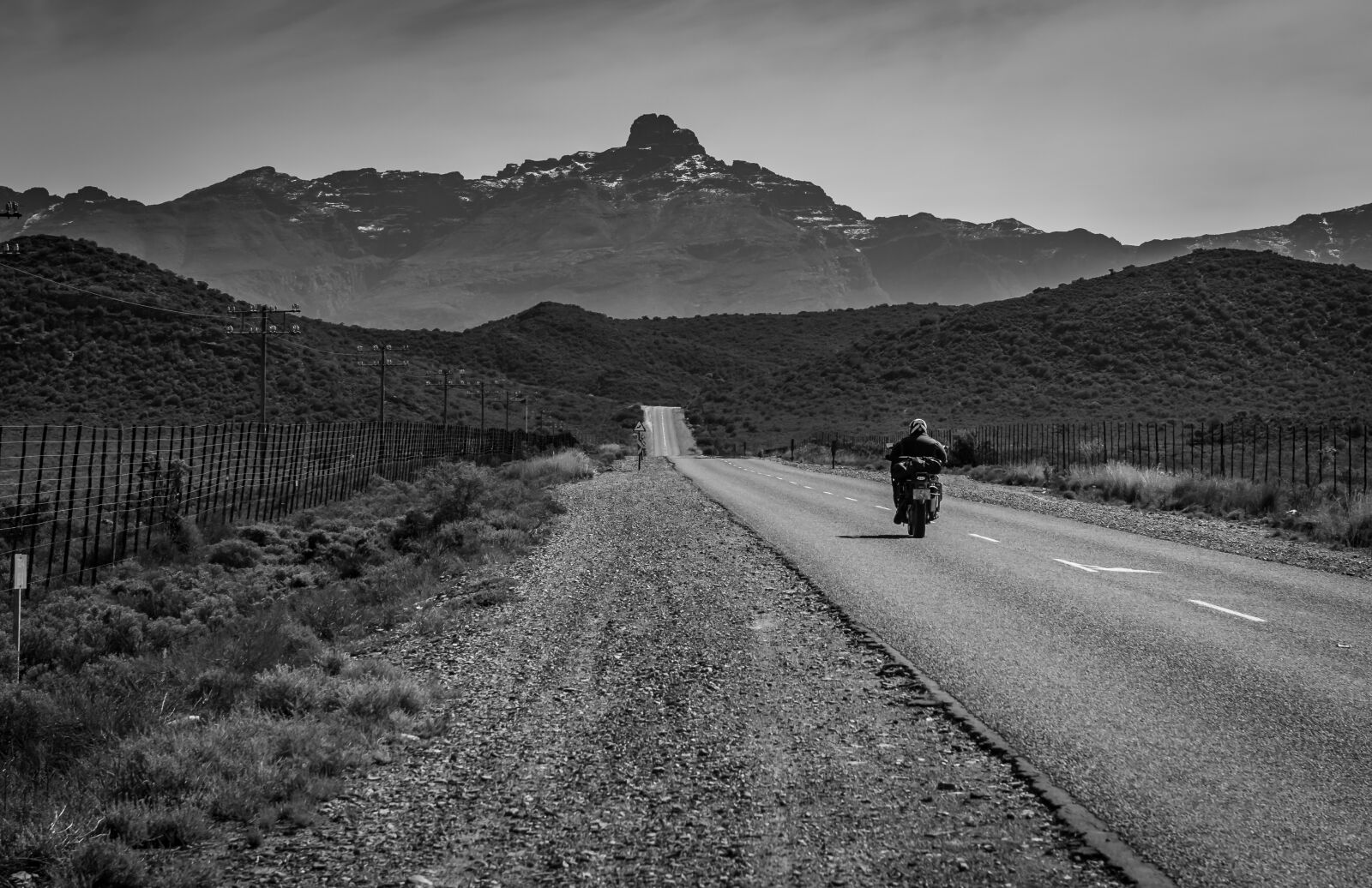 Nikon D750 sample photo. Black white, road, motorcyclist photography