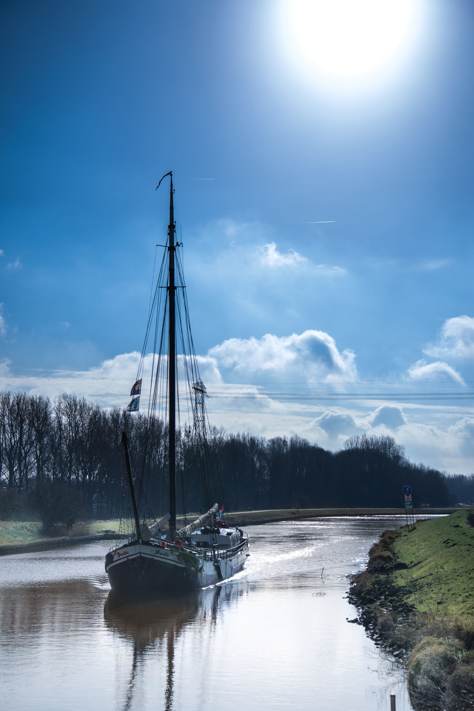 Nikon D600 sample photo. Blue, boat, canal, clouds photography