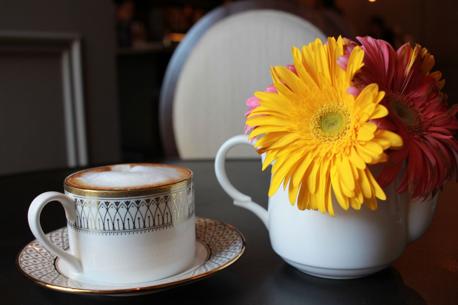 Canon EOS 60D + Canon EF-S 24mm F2.8 STM sample photo. Flowers, coffee, breakfast photography