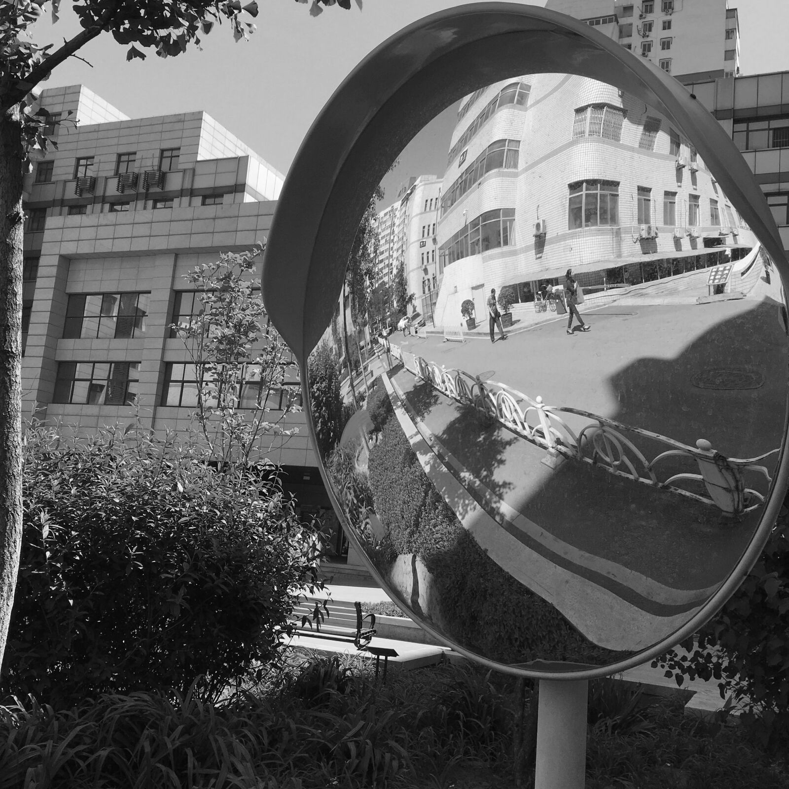Apple iPhone 6s sample photo. Spherical mirror, mirror, building photography