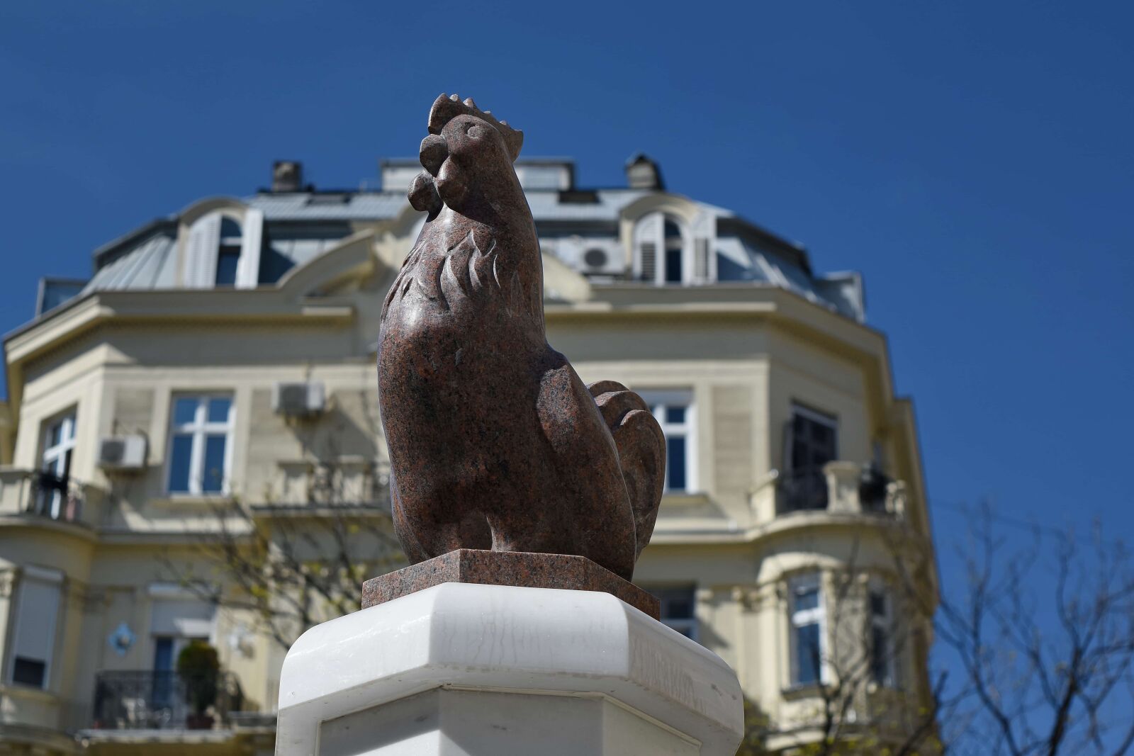 Nikon D5500 sample photo. Marble, rooster, sculpture, street photography