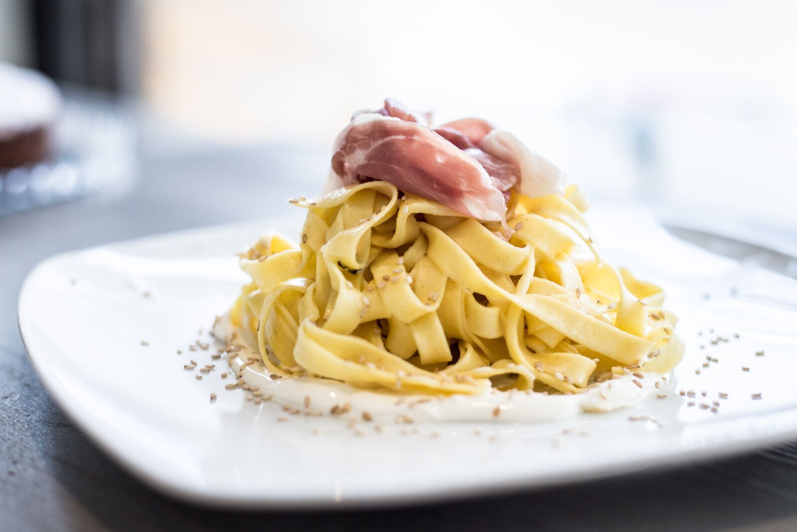 Canon EOS 6D + Canon EF 50mm F1.8 STM sample photo. Pasta, prosciutto, cheese photography