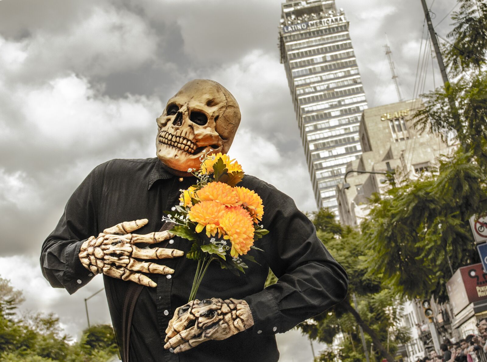 Nikon D5100 sample photo. Costume, skull, flowers photography