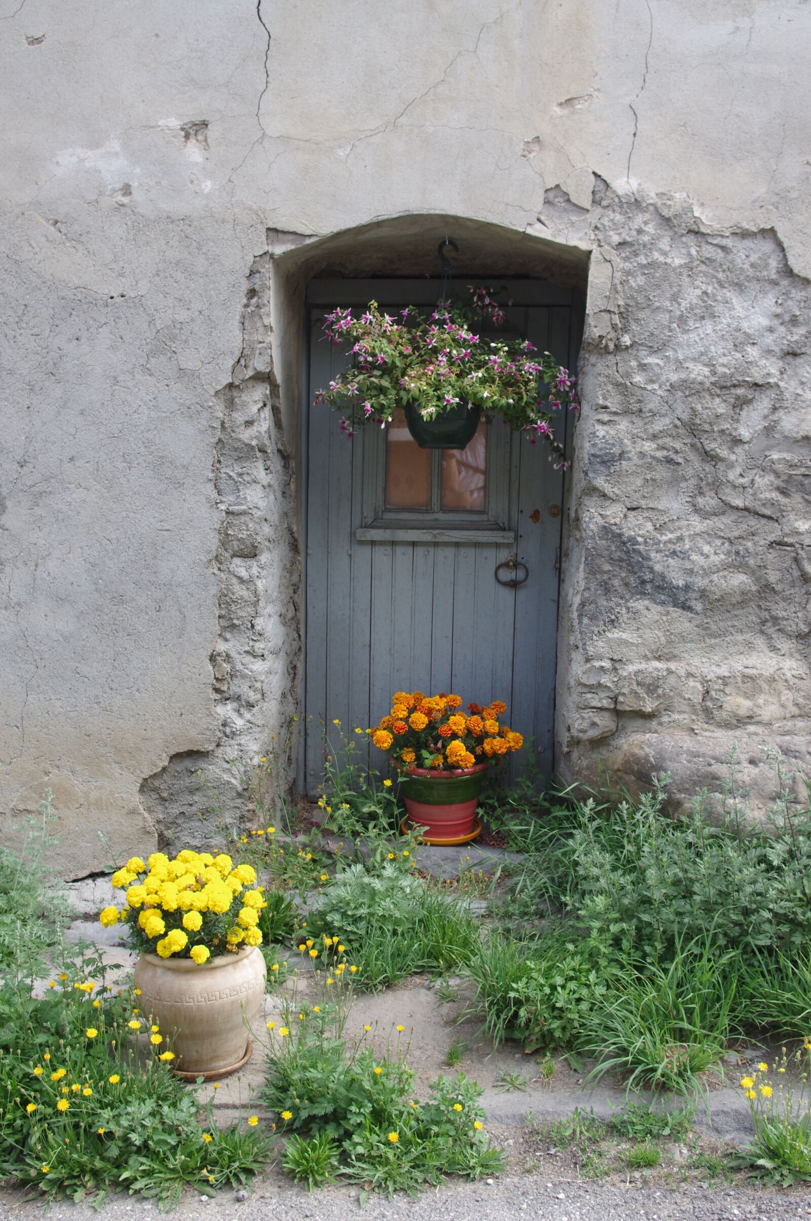 Pentax K-r sample photo. Door, flowers, alpine photography